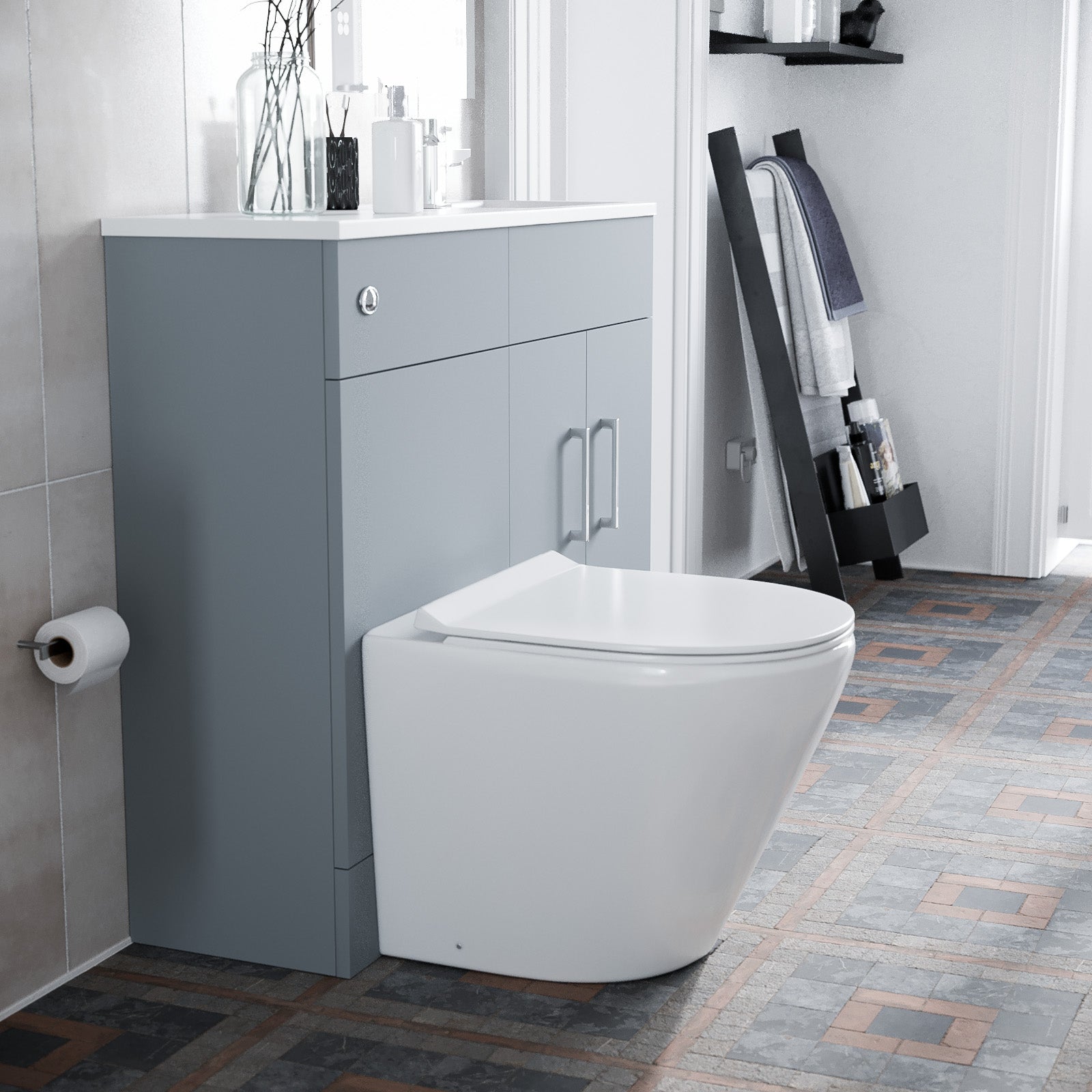 James 1000mm Slimline Matte Grey Vanity Basin & WC Unit & Round BTW Toilet