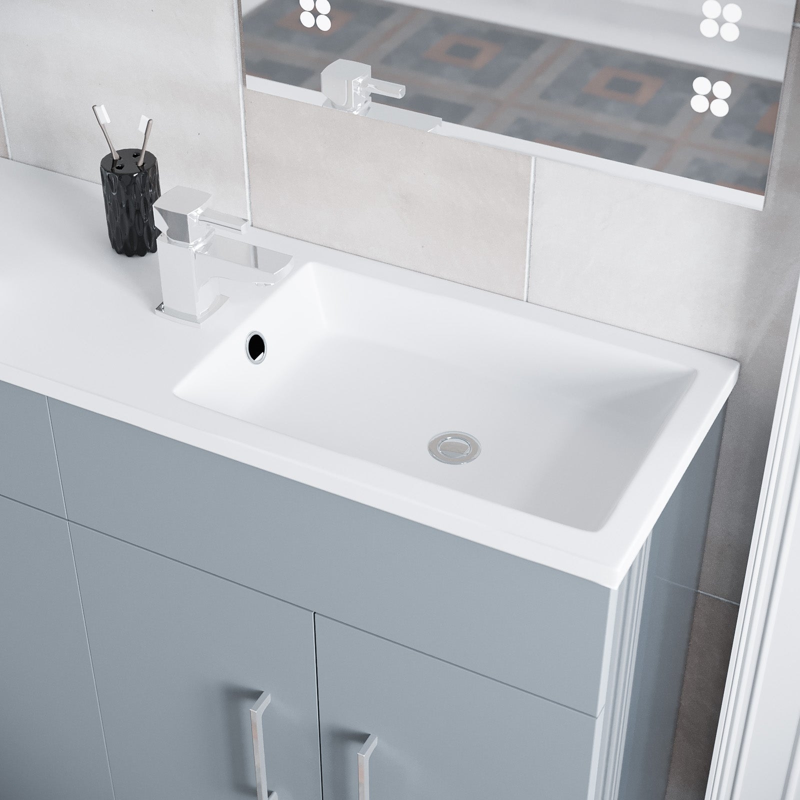 James 1000mm Matte Grey Slimline Vanity Basin & WC Unit & White BTW Toilet