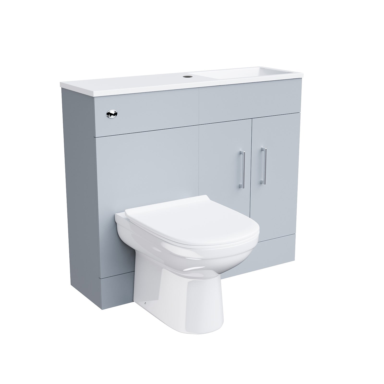 James 1000mm Matte Grey Slimline Vanity Basin & WC Unit & White BTW Toilet