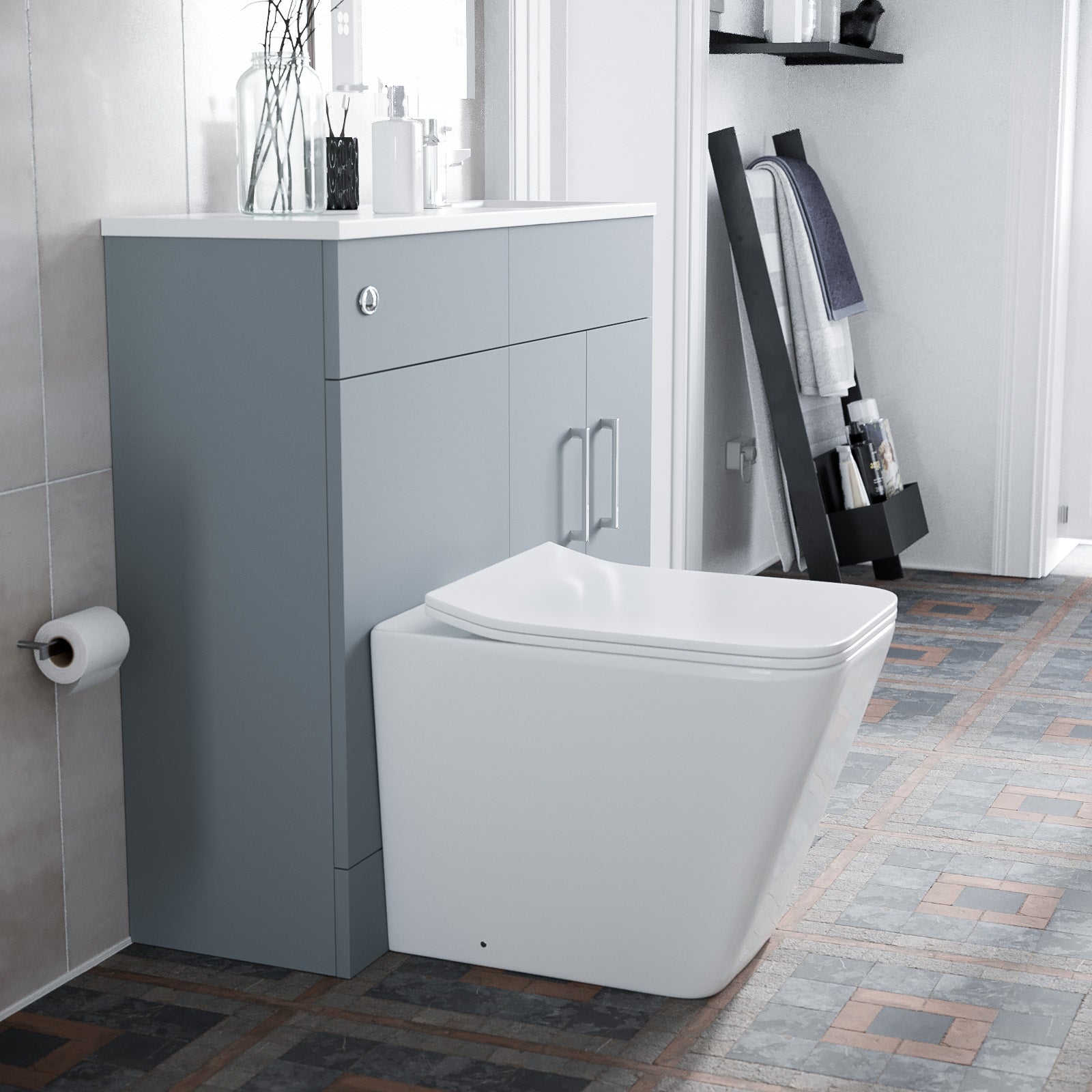 James 1000mm Matte Grey Slimline Vanity Basin & WC Unit BTW Square Toilet