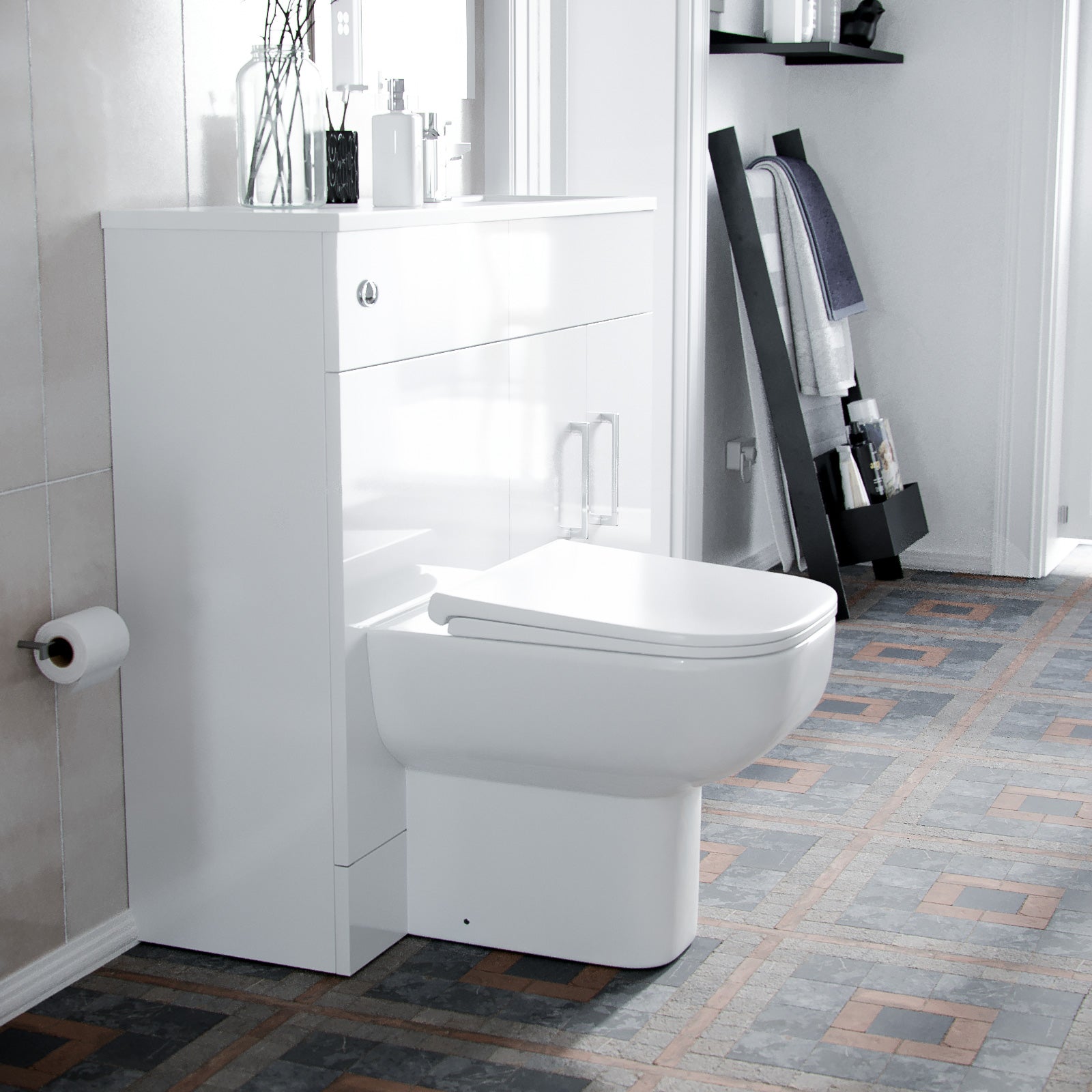 James 1000mm White Slimline MDF Vanity Basin WC Unit BTW Rimless Toilet