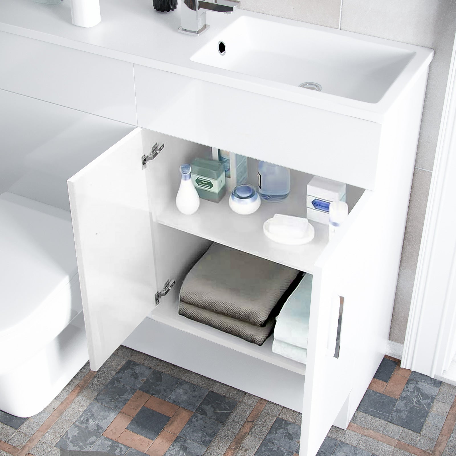James 1000mm White Slimline MDF Vanity Basin WC Unit BTW Rimless Toilet