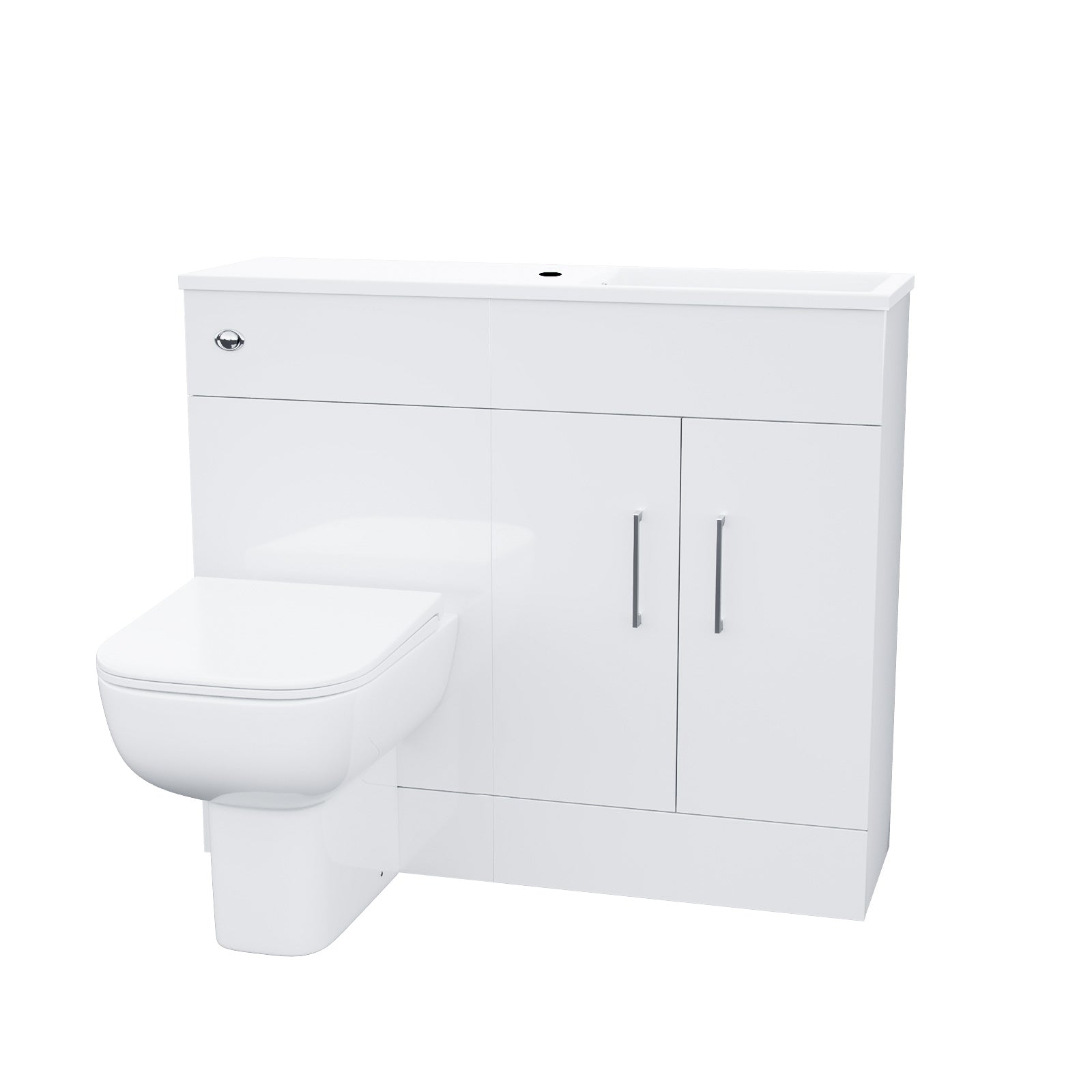 James 1000mm White Slimline MDF Vanity Basin WC Unit BTW Rimless Toilet