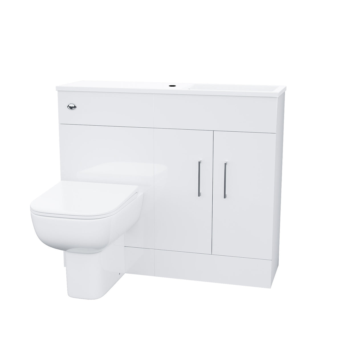 James 1000mm White Slimline MDF Vanity Basin WC Unit BTW Rimless Toilet
