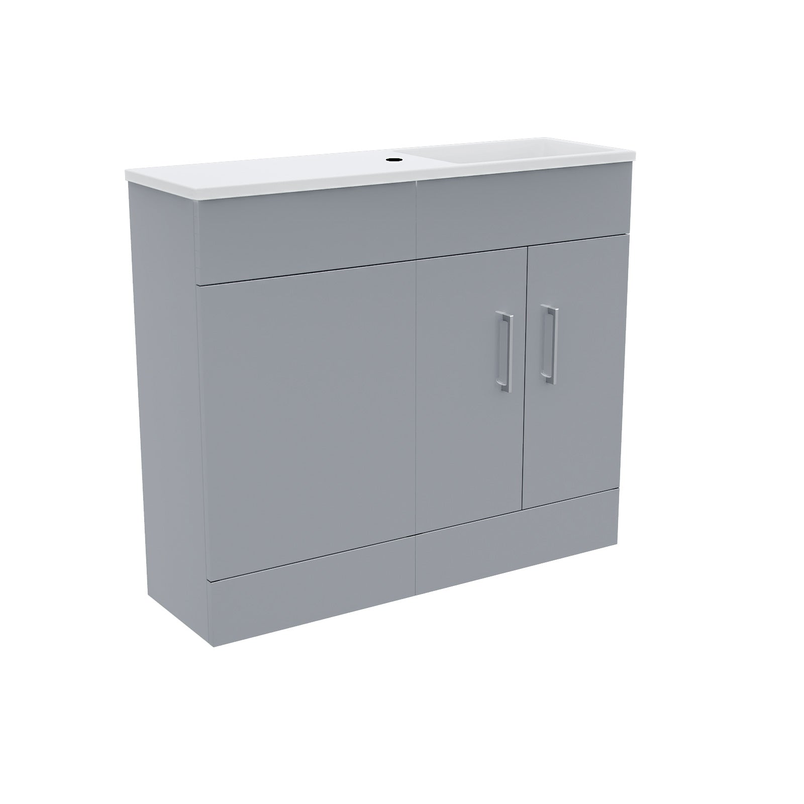 Grey 1000mm Freestanding Slimline Vanity Cabinet White Resin Basin