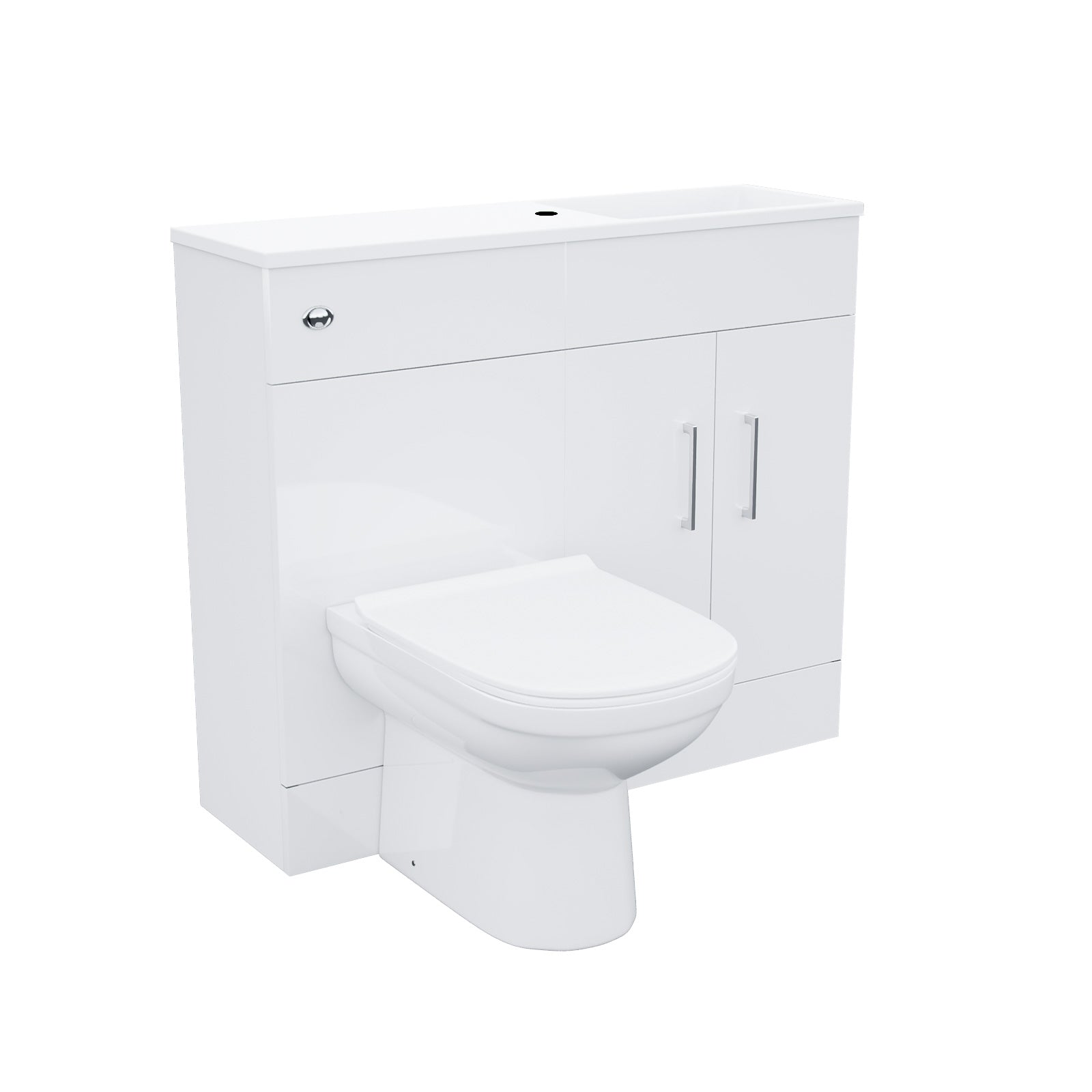 White 1000mm Freestanding Slimline Vanity Basin WC Unit & BTW Toilet