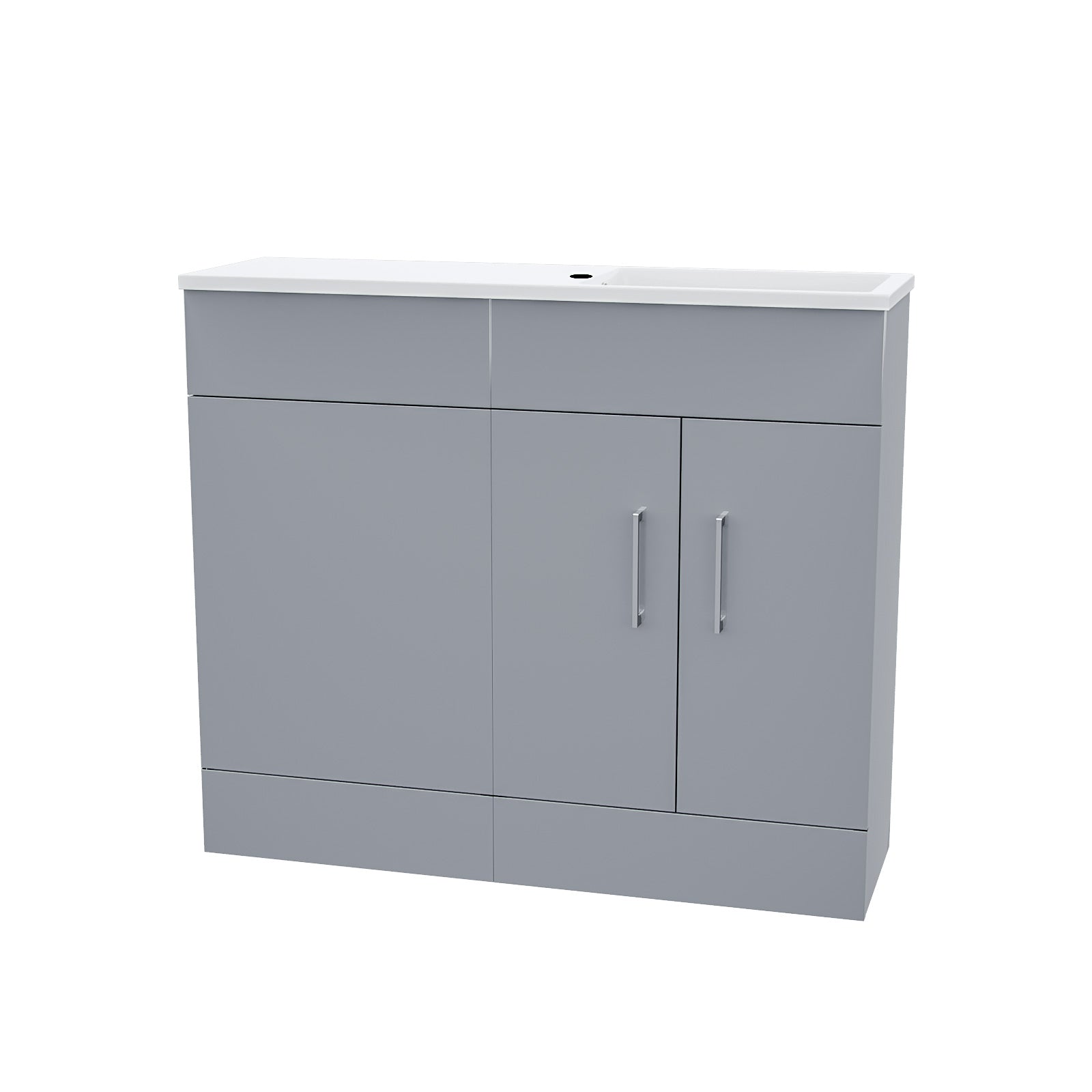 Grey 1000mm Freestanding Slimline Vanity Cabinet White Resin Basin