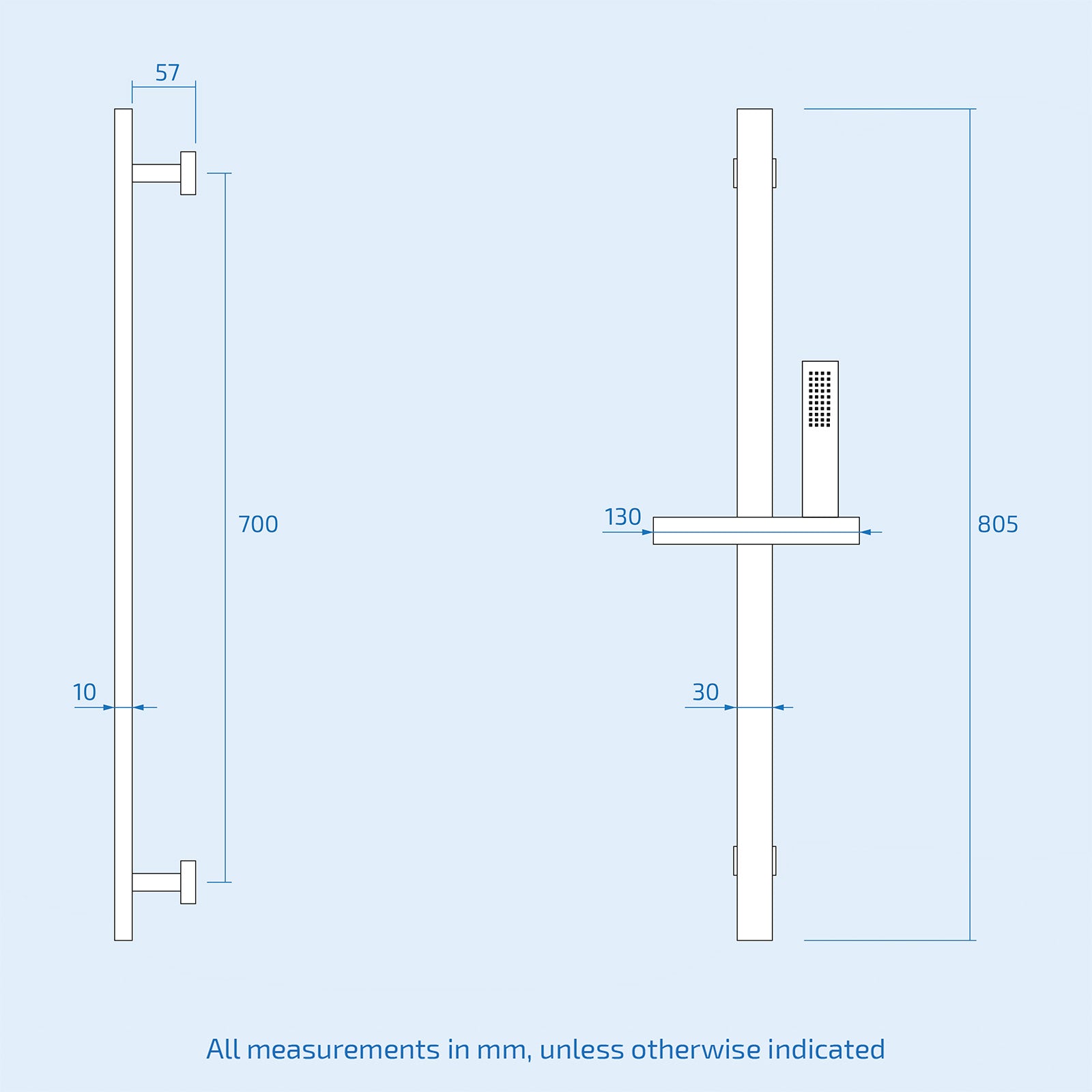 Slider Rail Shower Kit With Brass Handset & Shower Hose