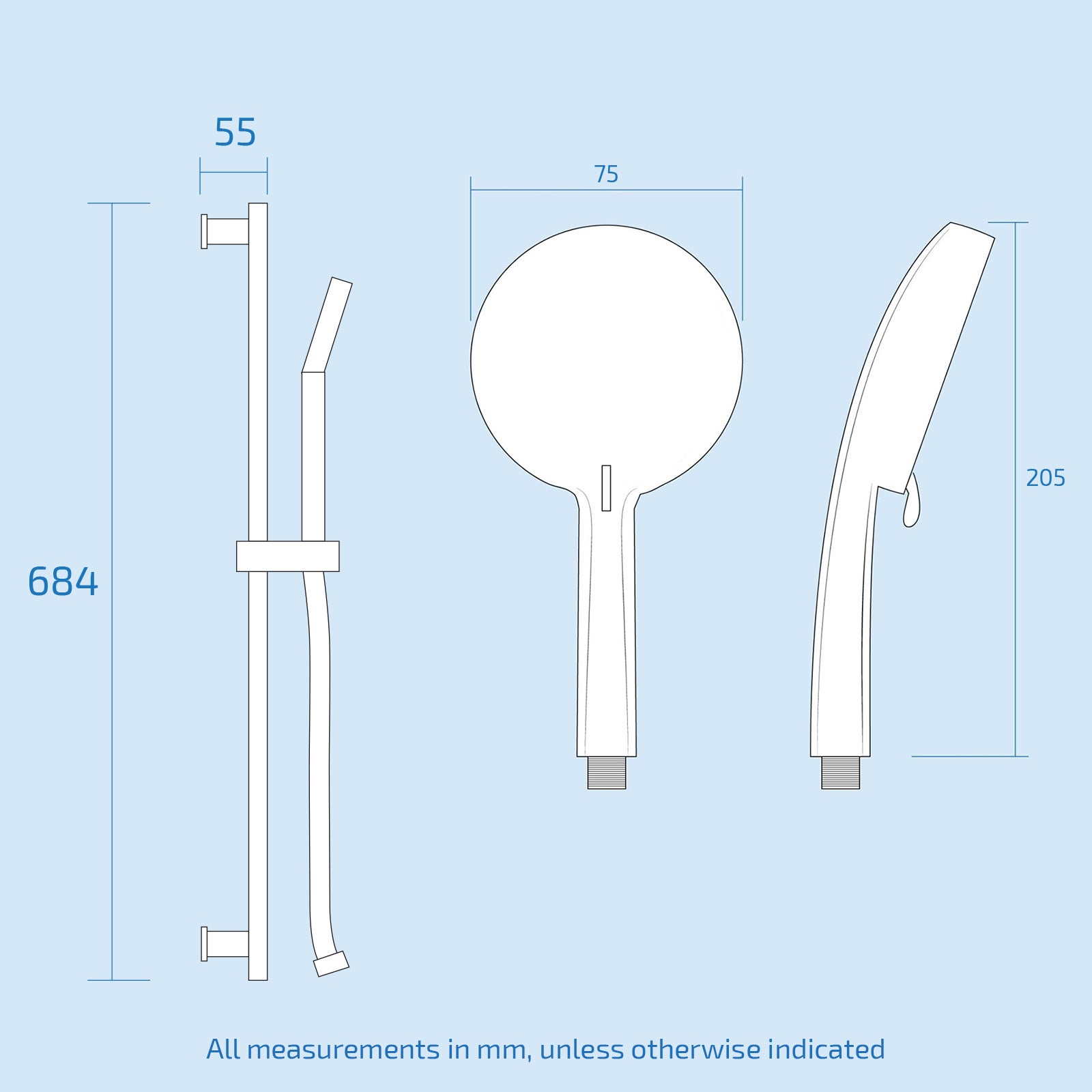 Flora 3 Dial 3 Way Concealed Thermostatic Shower Mixer Slim Twin Head Body Jets