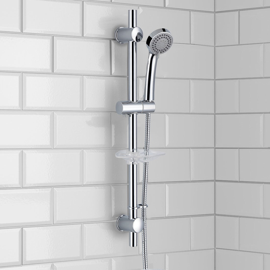 Lily 2 Dial 2 Way Round Concealed Thermostatic Mixer Valve, Slider Rail, Handset & Bath Filler Chrome