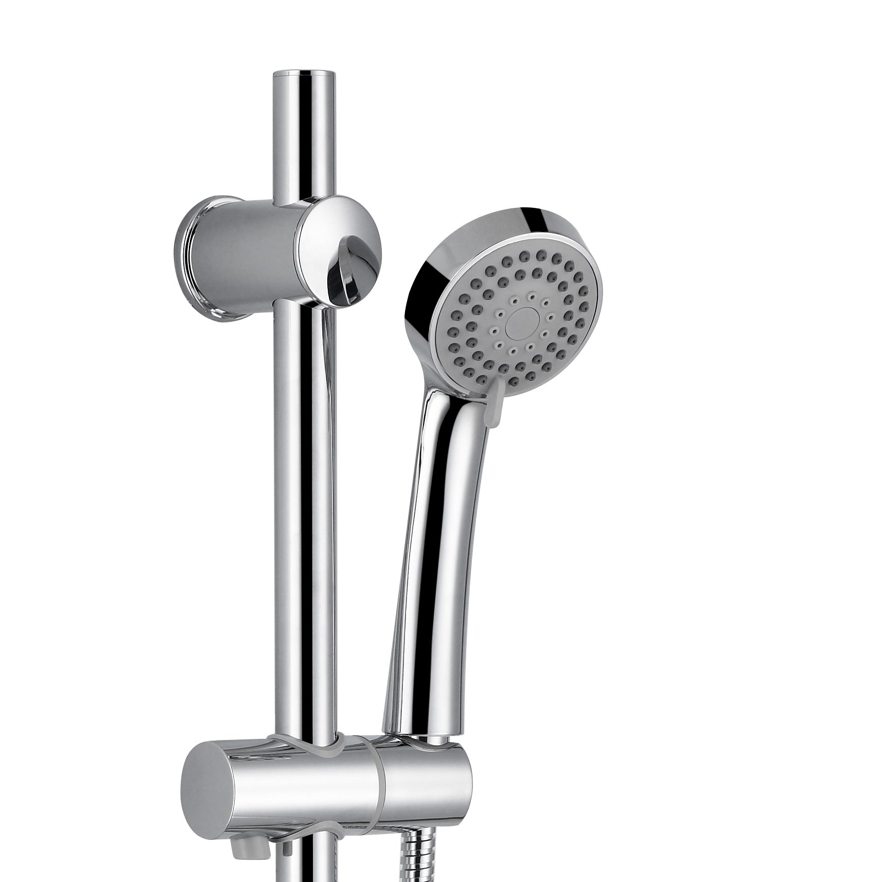 Round Chrome Concealed Shower Mixer Valve, Slider Rail Kit with Handset & Elbow