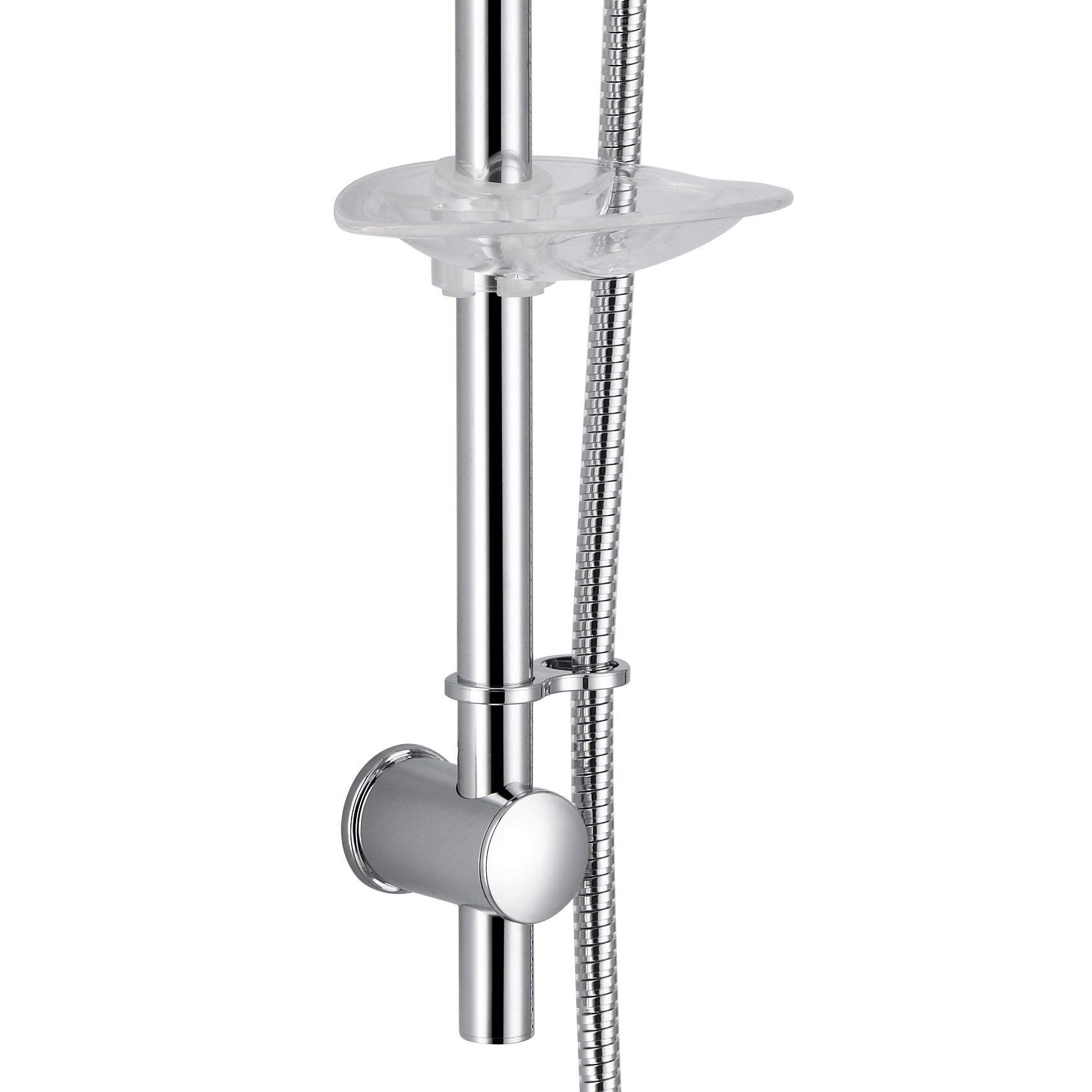 Round Chrome Concealed Shower Mixer Valve, Slider Rail Kit with Handset & Elbow