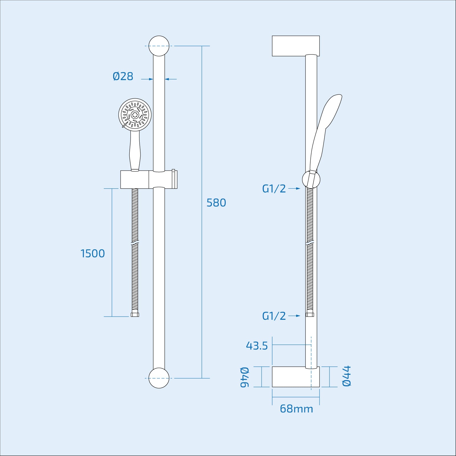 Flora 3 Way Concealed Thermostatic Shower Mixer Valve, Shower Head, Slider Rail kit, Body Jets Set Chrome