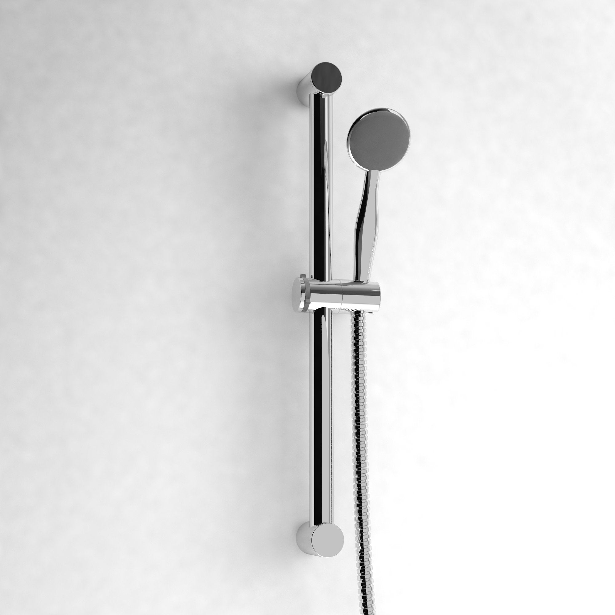 Round Bathroom Shower Slider Rail Kit, Handset & Shower Hose Chrome