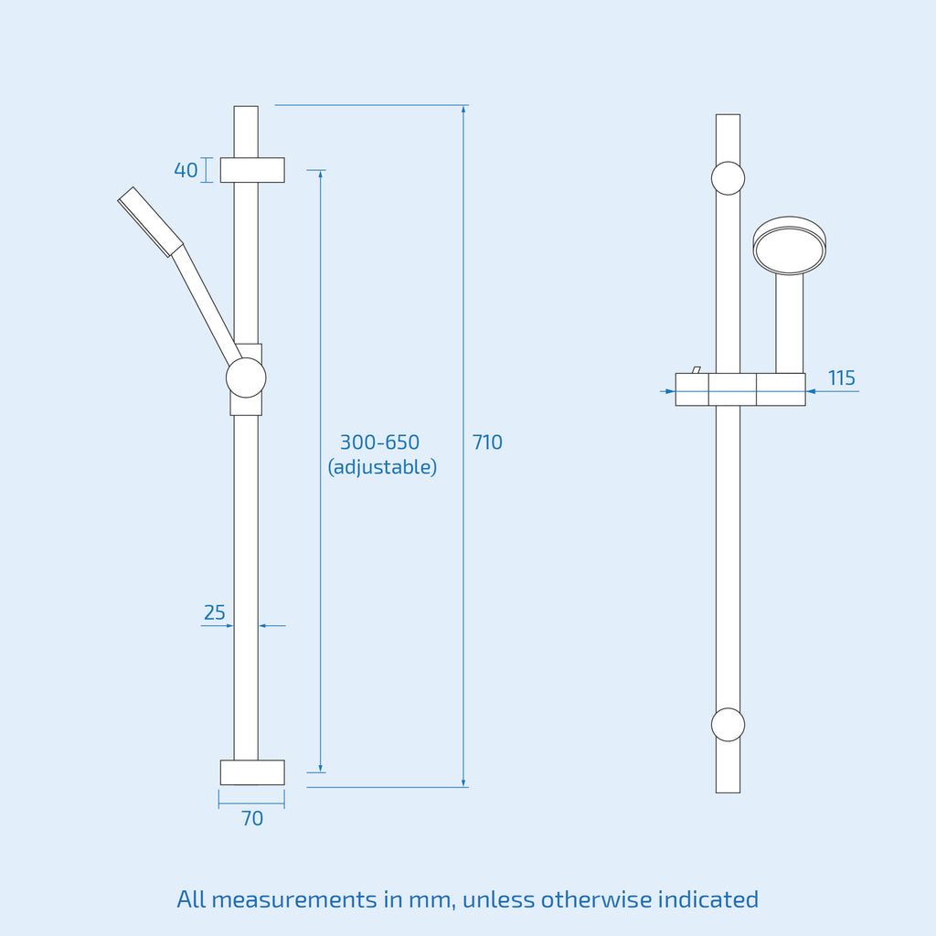 Power Shower Riser Bar Kit Modern Matte Black Slider Rail Shower Bar Riser Wall Bracket Kit