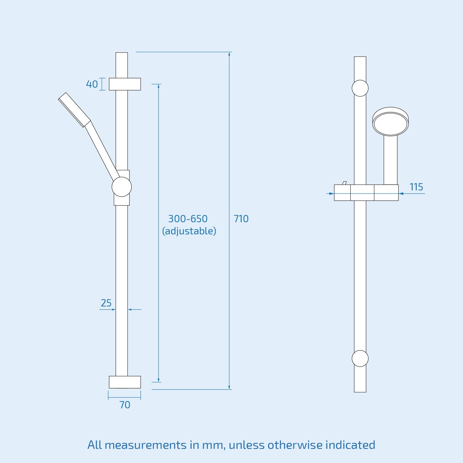 Onyx 2 Dial 1 Outlet Modern Round Matte Black Concealed Thermostatic Shower Valve with Slider Rail Kit, Handset & Wall Outlet Elbow Set