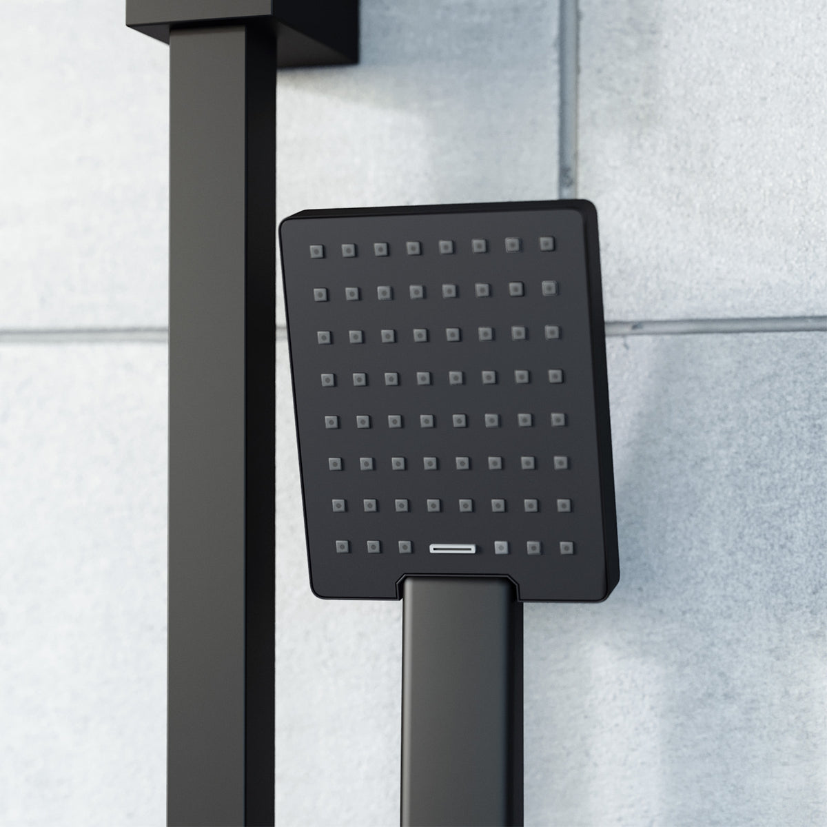 Square Shower Matte Black Handset And Hose With Slider Riser Rail Bracket
