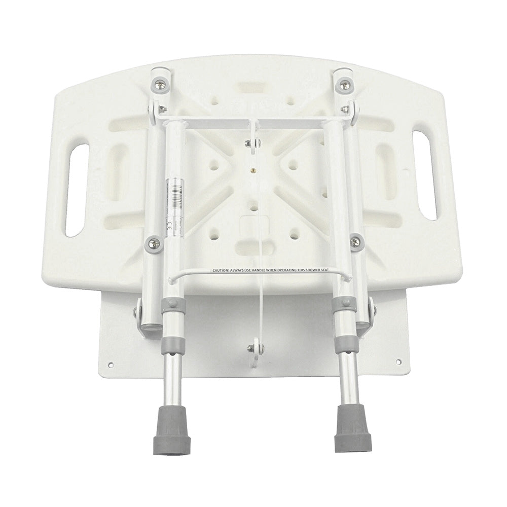 Wall Mounted Folding Down Shower Seat with Adjustable Legs & Gripping Handles