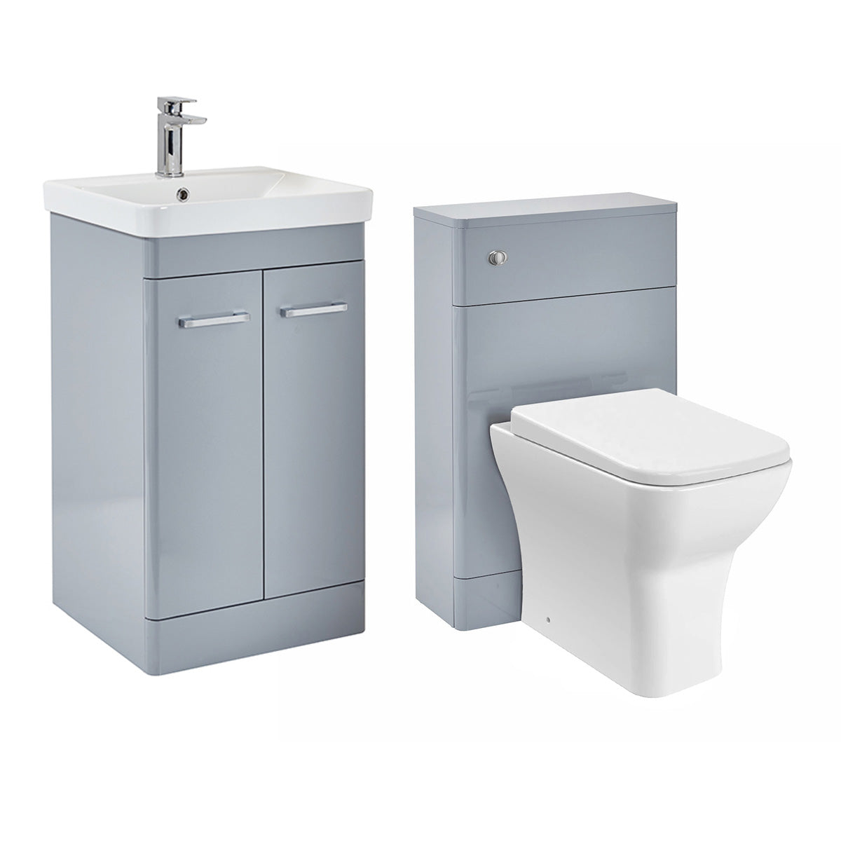 Grey 1000mm Basin Vanity Unit WC BTW Rimless Toilet