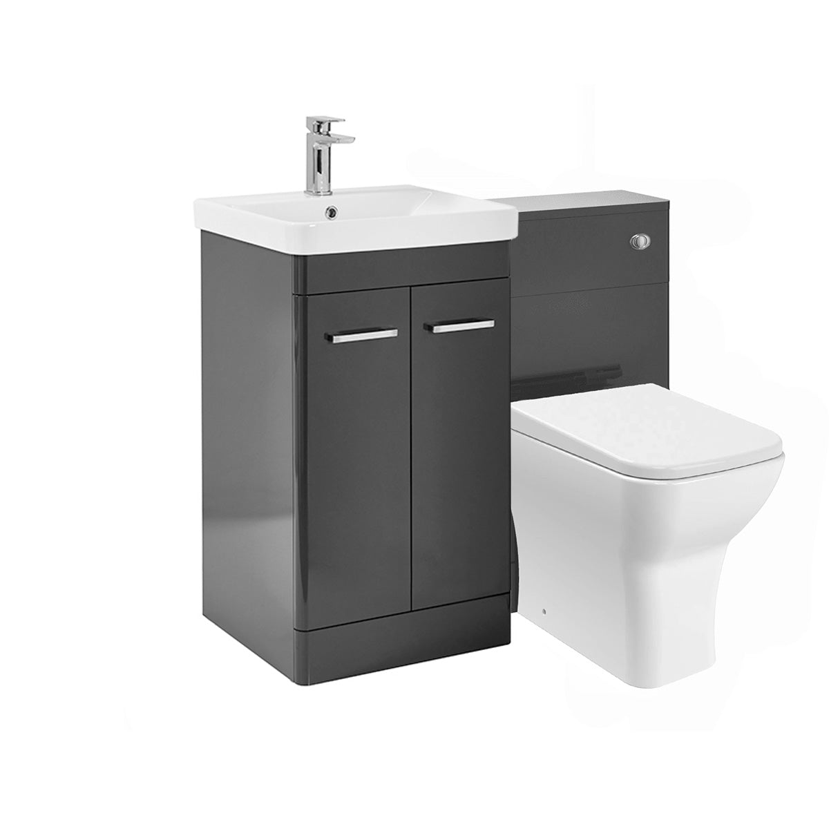 Dark Grey 1000mm Basin Vanity Unit WC BTW Rimless Toilet