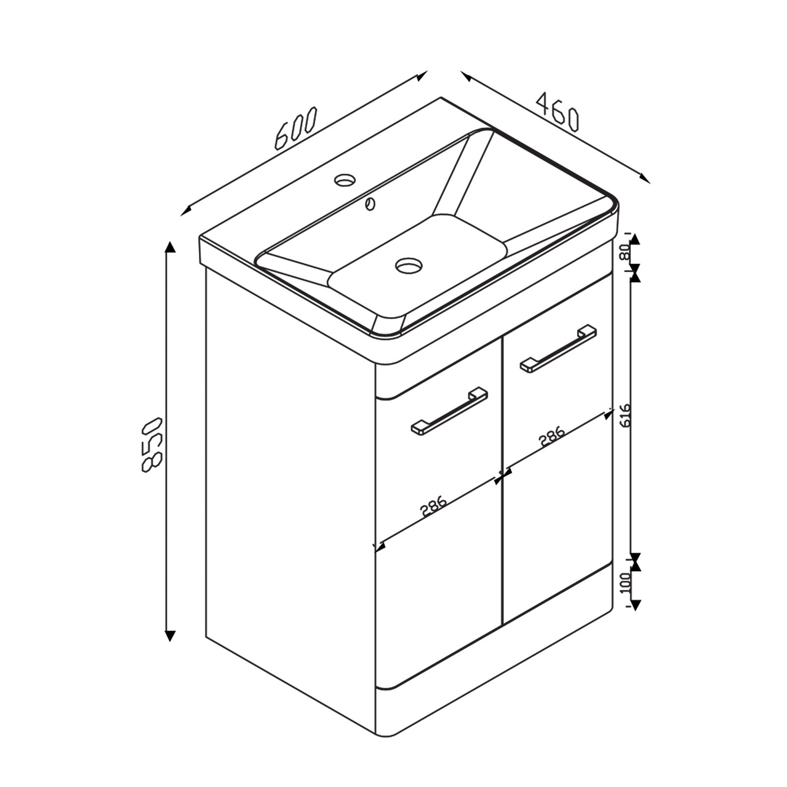 Grey 1100mm Basin Vanity Unit WC BTW Rimless Toilet