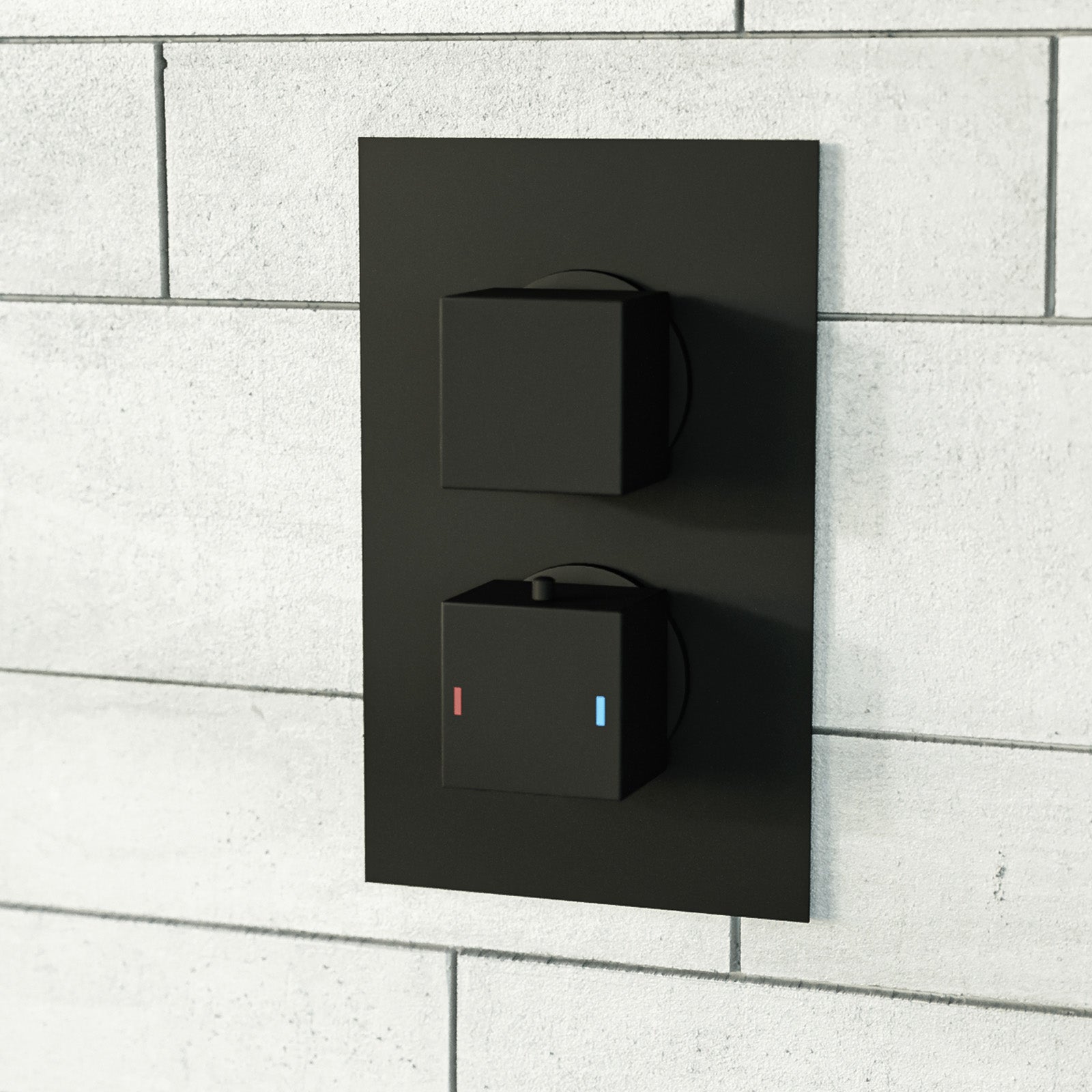Matte Black Concealed Thermostatic Square Shower Mixer With Handset