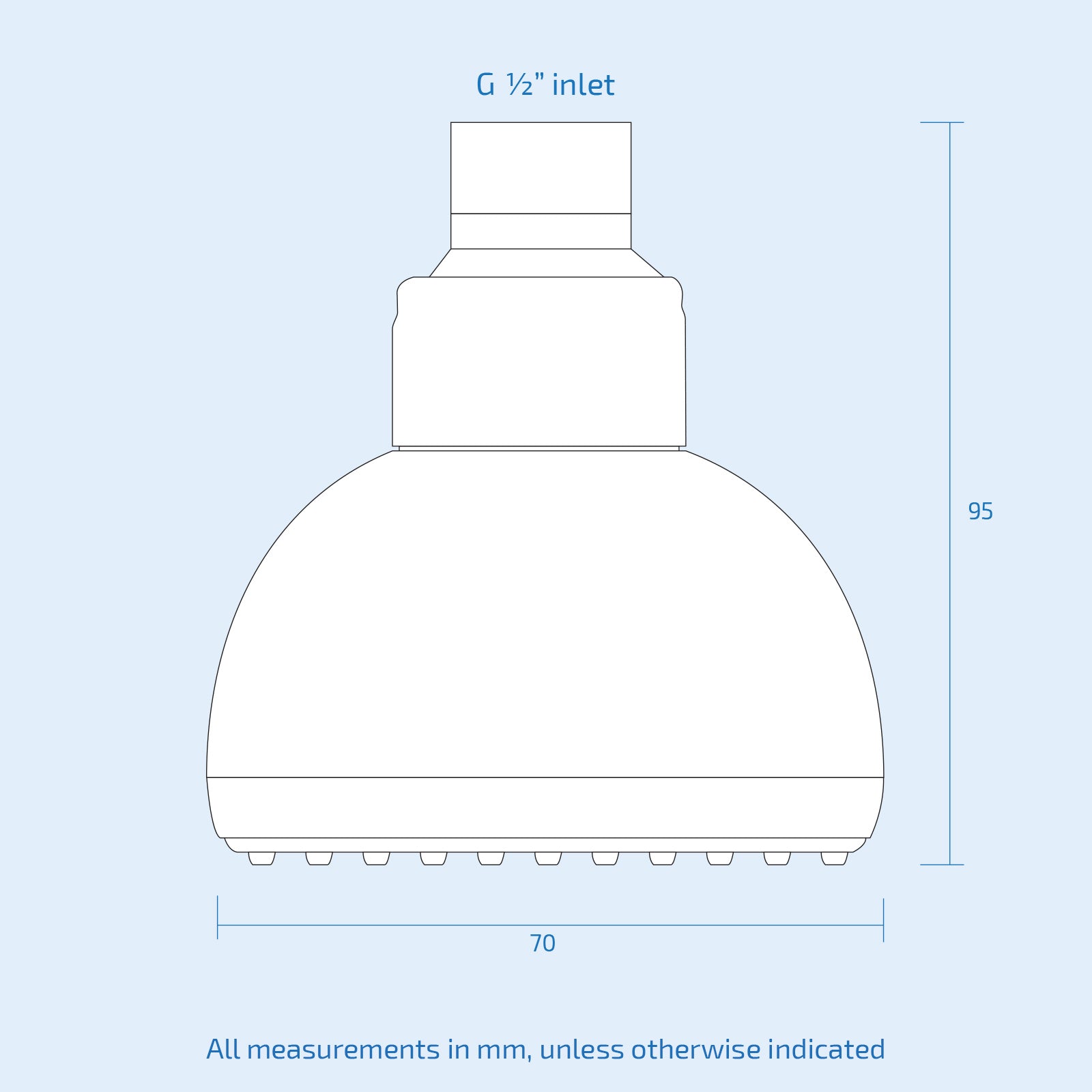 Bathroom Universal Chrome Modern Overhead 3 Mode Function Shower Head - 70mm