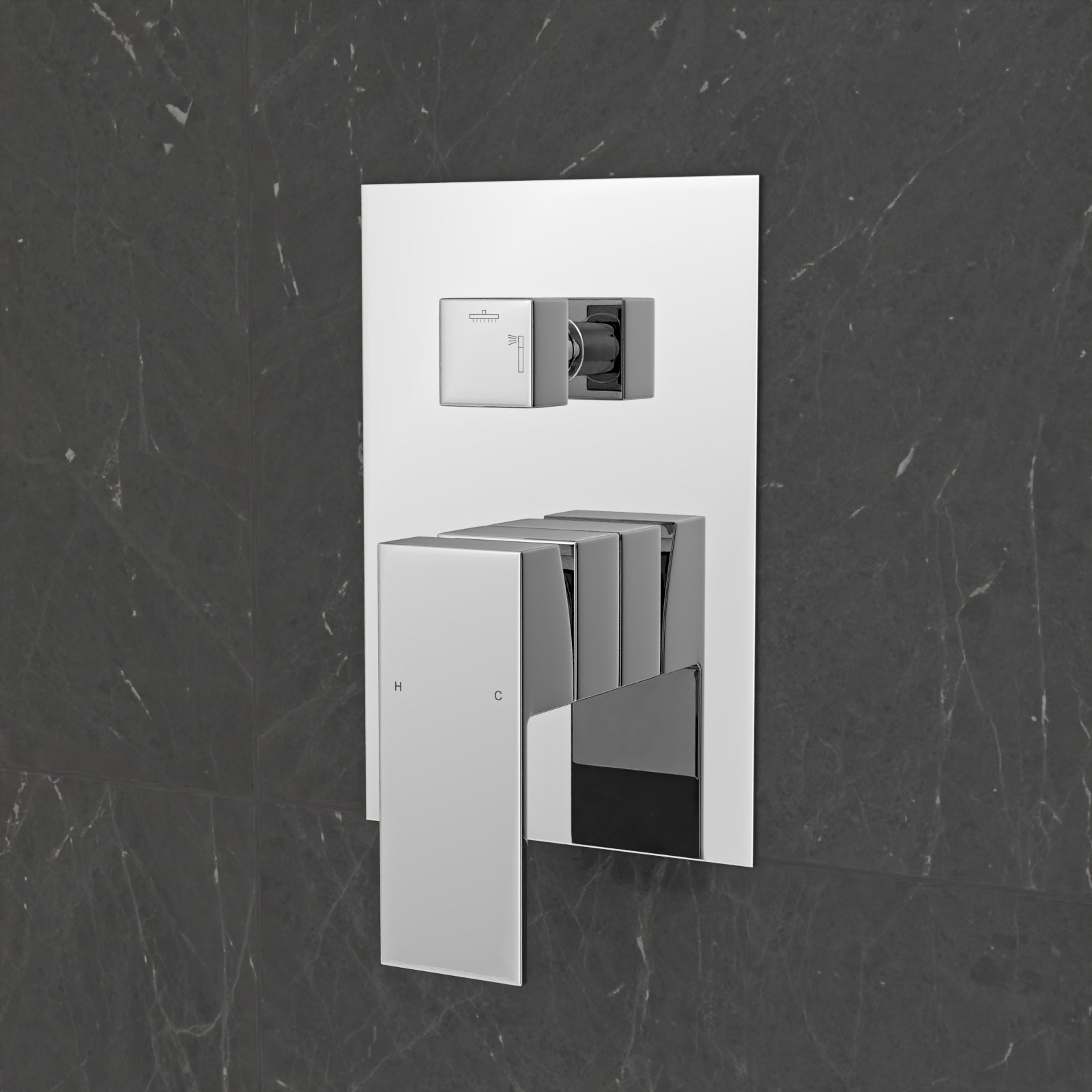 Chrome Conceal Shower Mixer with Diverter Hand Held Shower Head Set