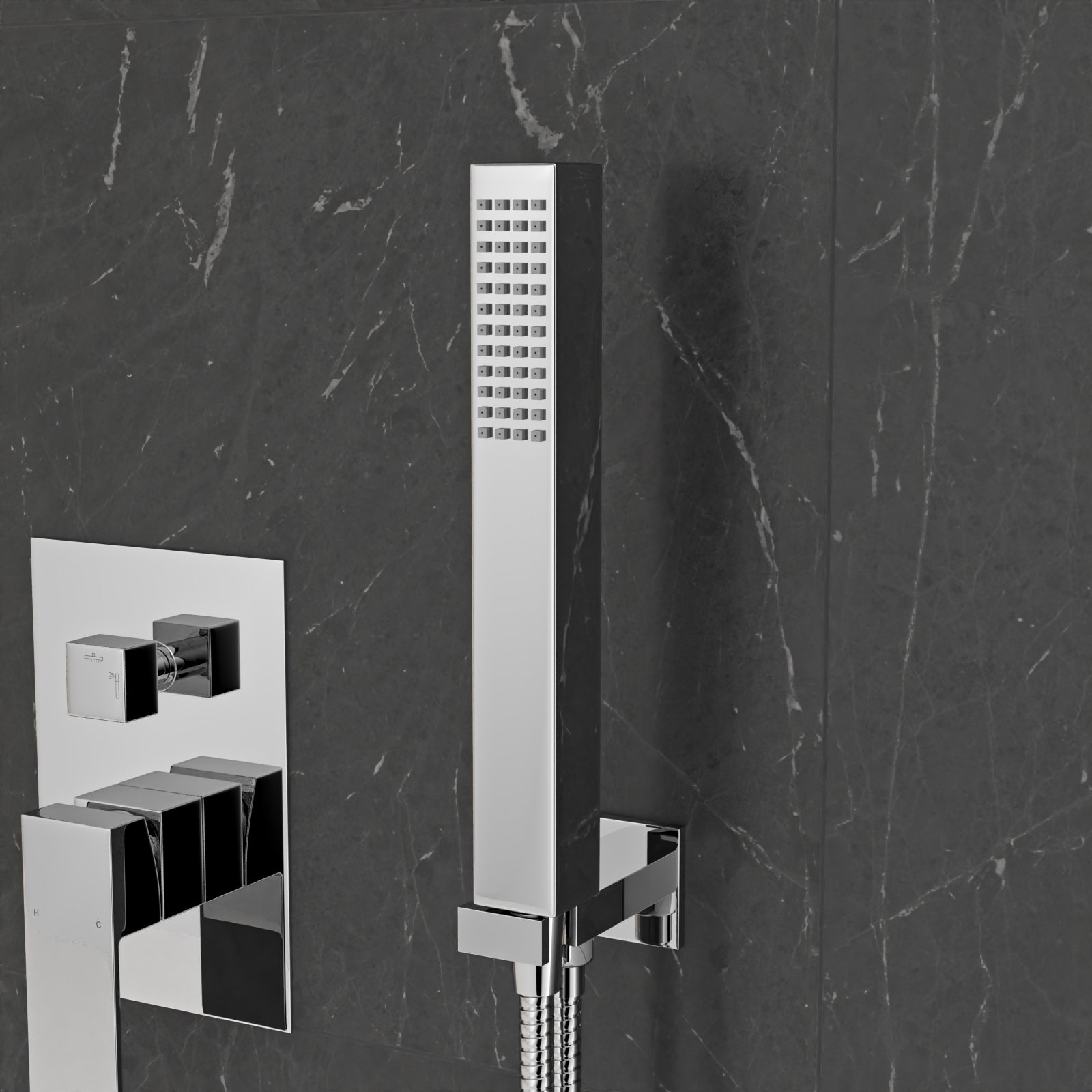 Chrome Conceal Shower Mixer with Diverter Hand Held Shower Head Set