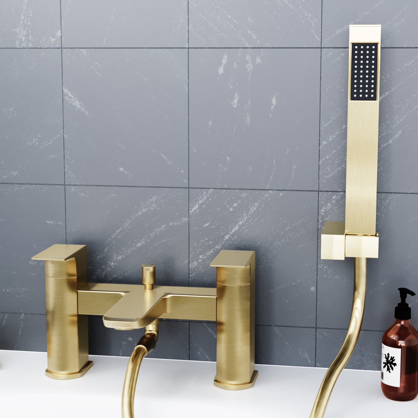 Astra Brushed Brass Bath Shower Mixer Tap with Handheld Kit