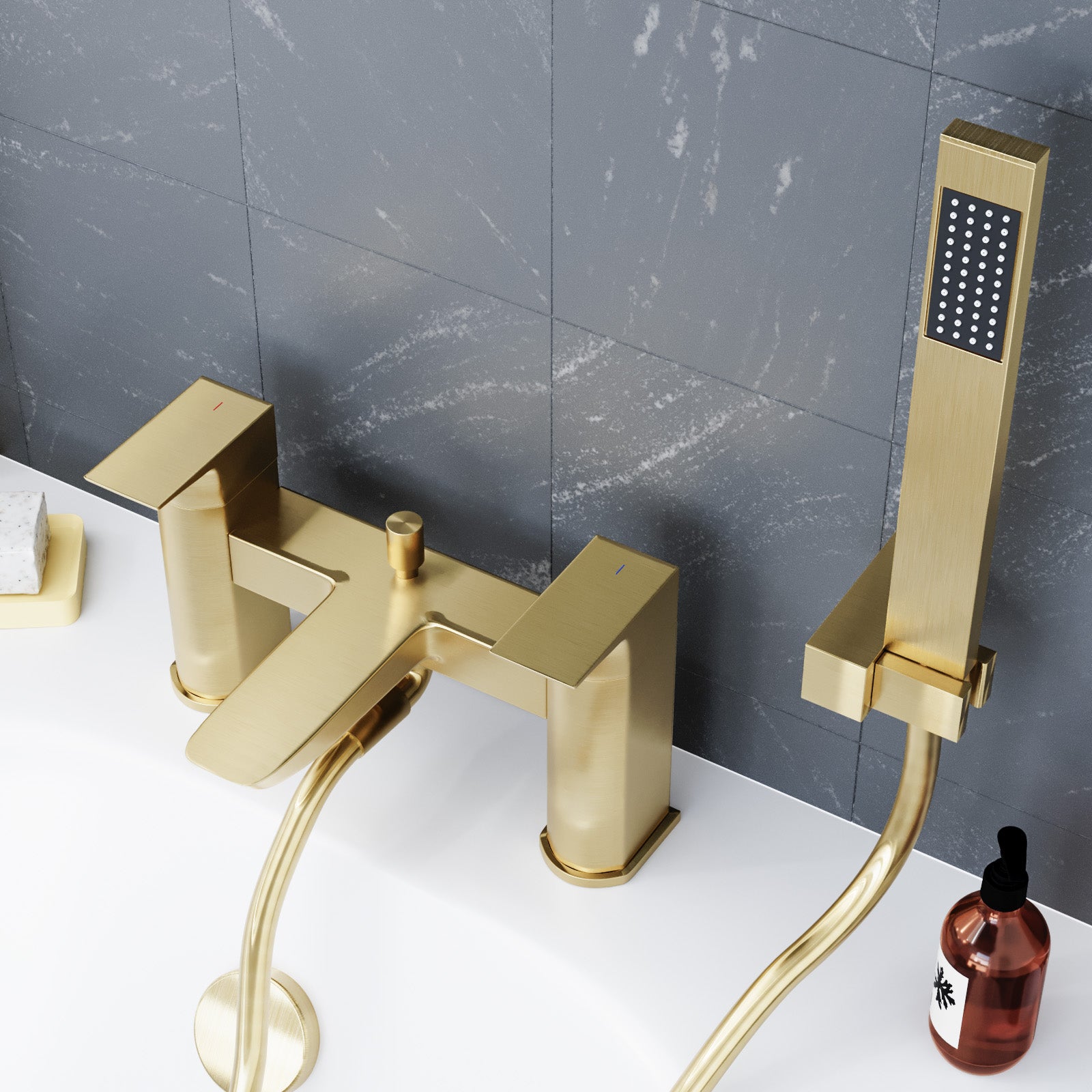 Astra Brushed Brass Bath Shower Mixer Tap with Handheld Kit