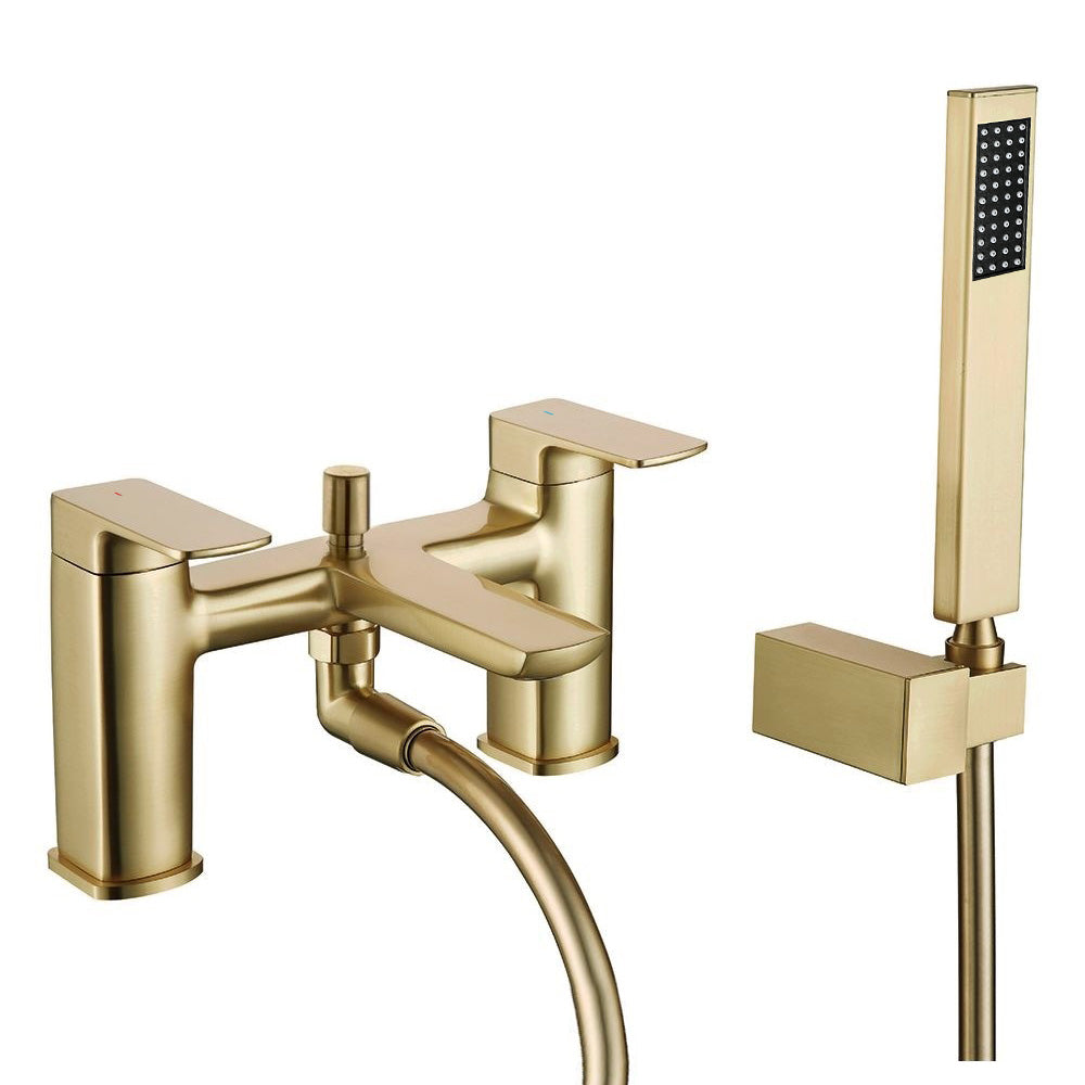 Astra Brushed Brass Bath Shower Mixer Tap with Handheld Kit