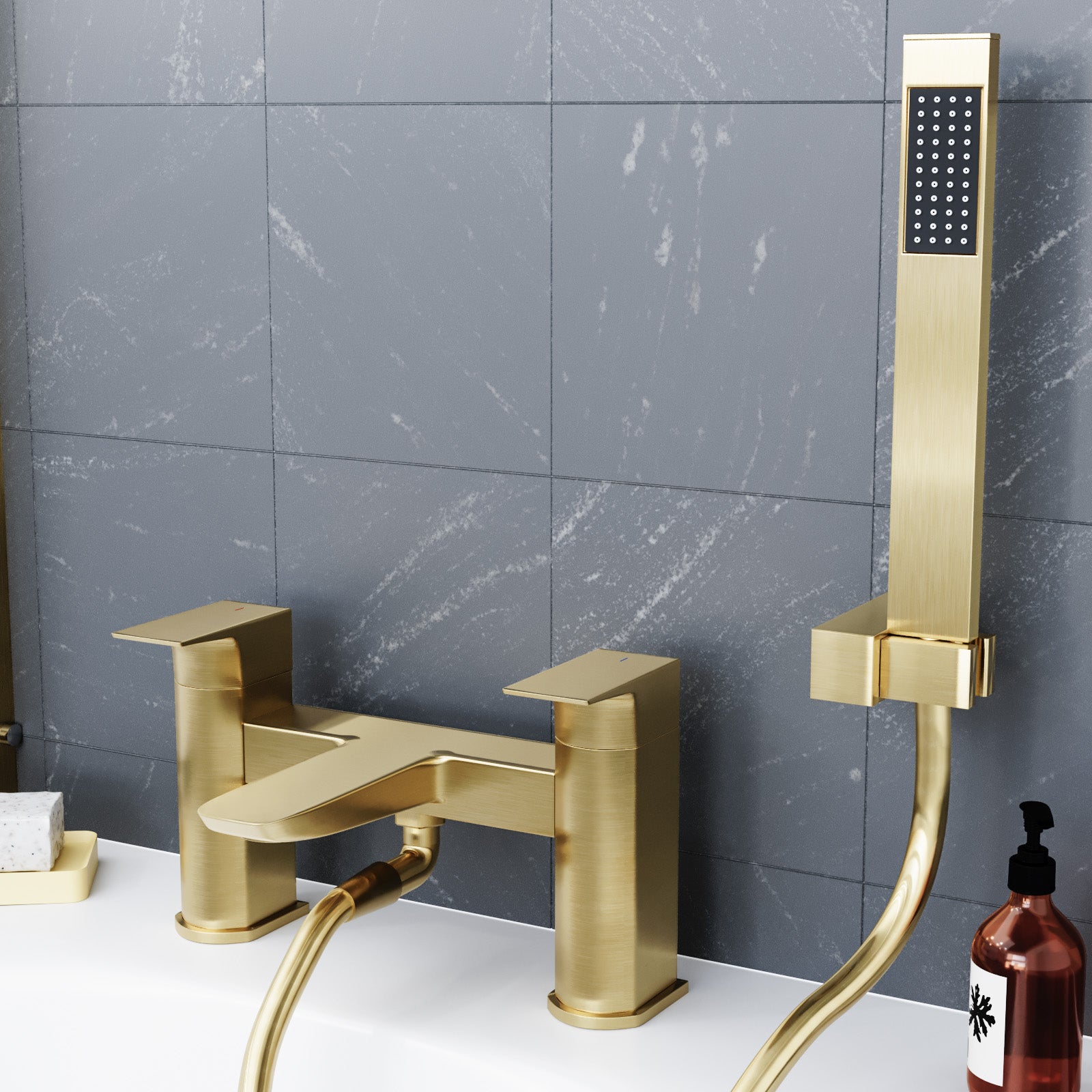 Astra Brushed Brass Bath Shower Mixer Tap with Handheld Kit
