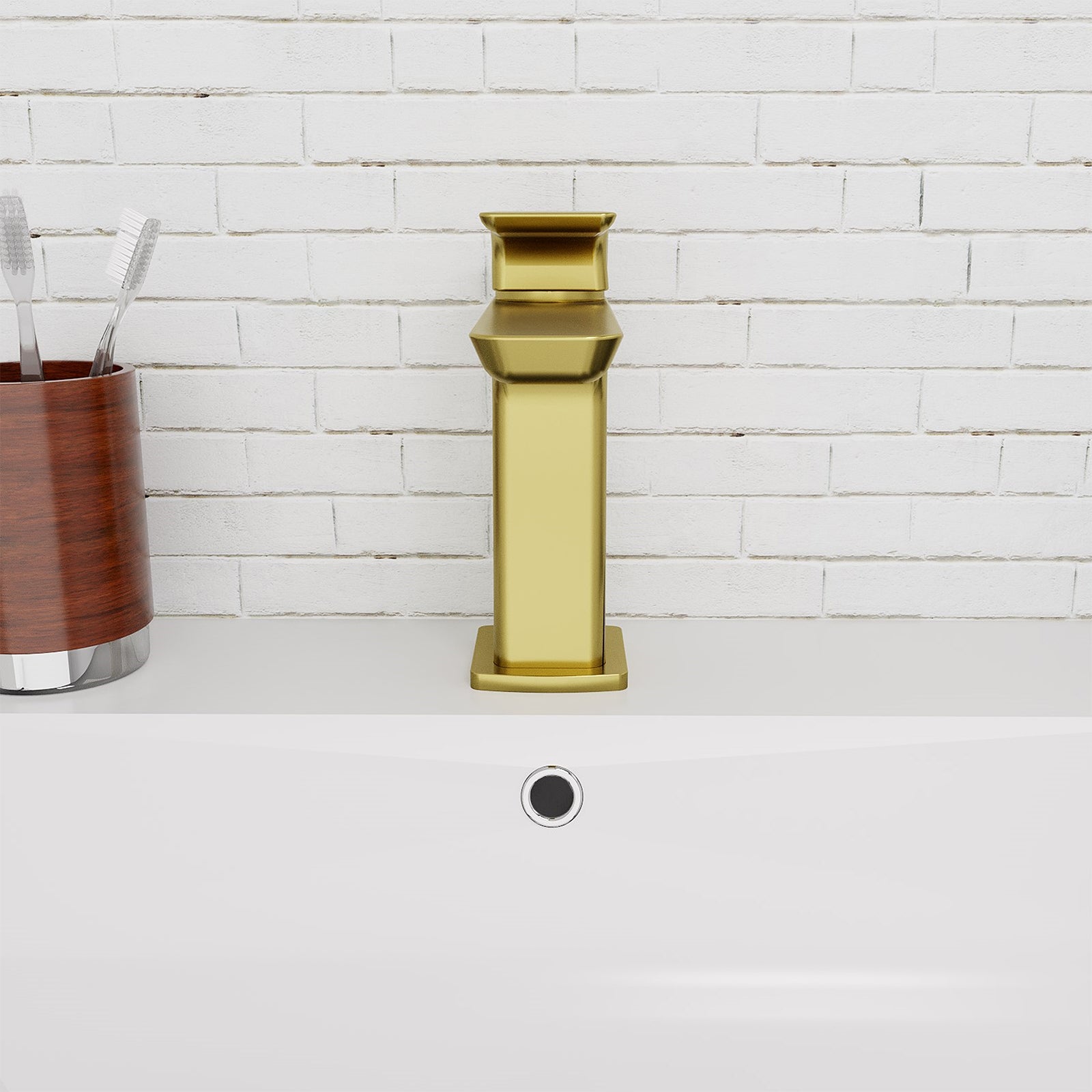 Astra Brushed Brass Square Basin Mono Mixer Tap