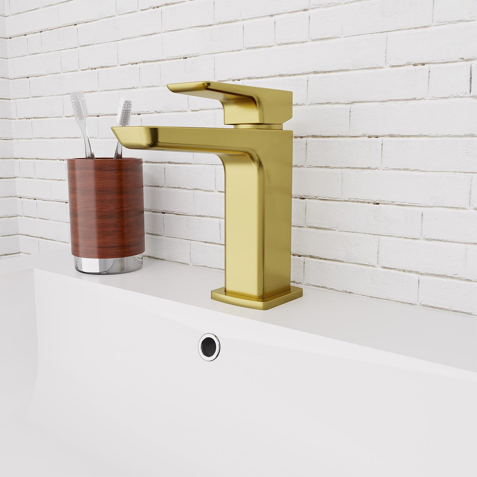 Astra Brushed Brass Square Basin Mono Mixer Tap