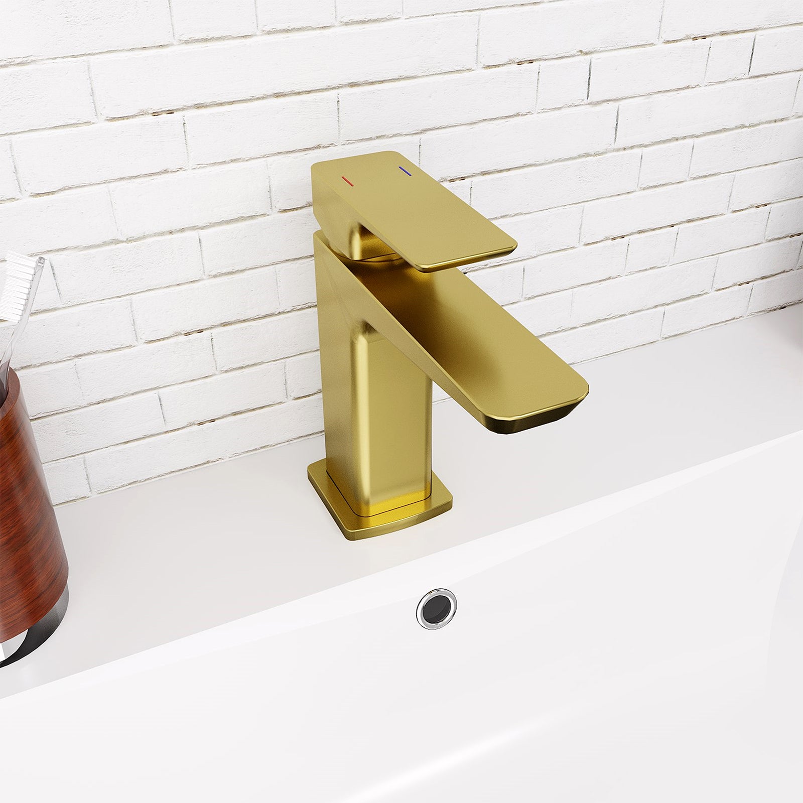 Astra Brushed Brass Square Basin Mono Mixer Tap