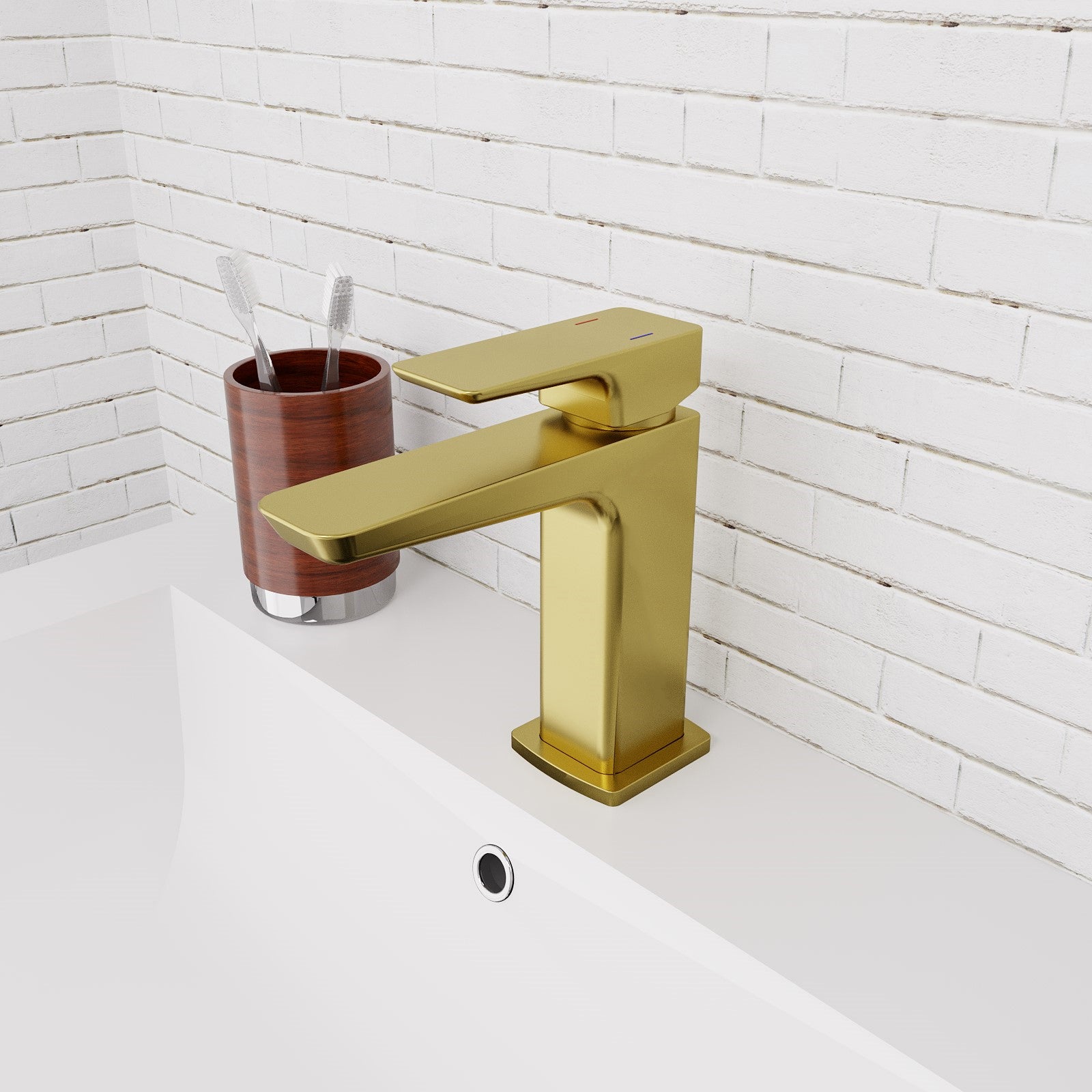 Astra Brushed Brass Square Basin Mono Mixer Tap