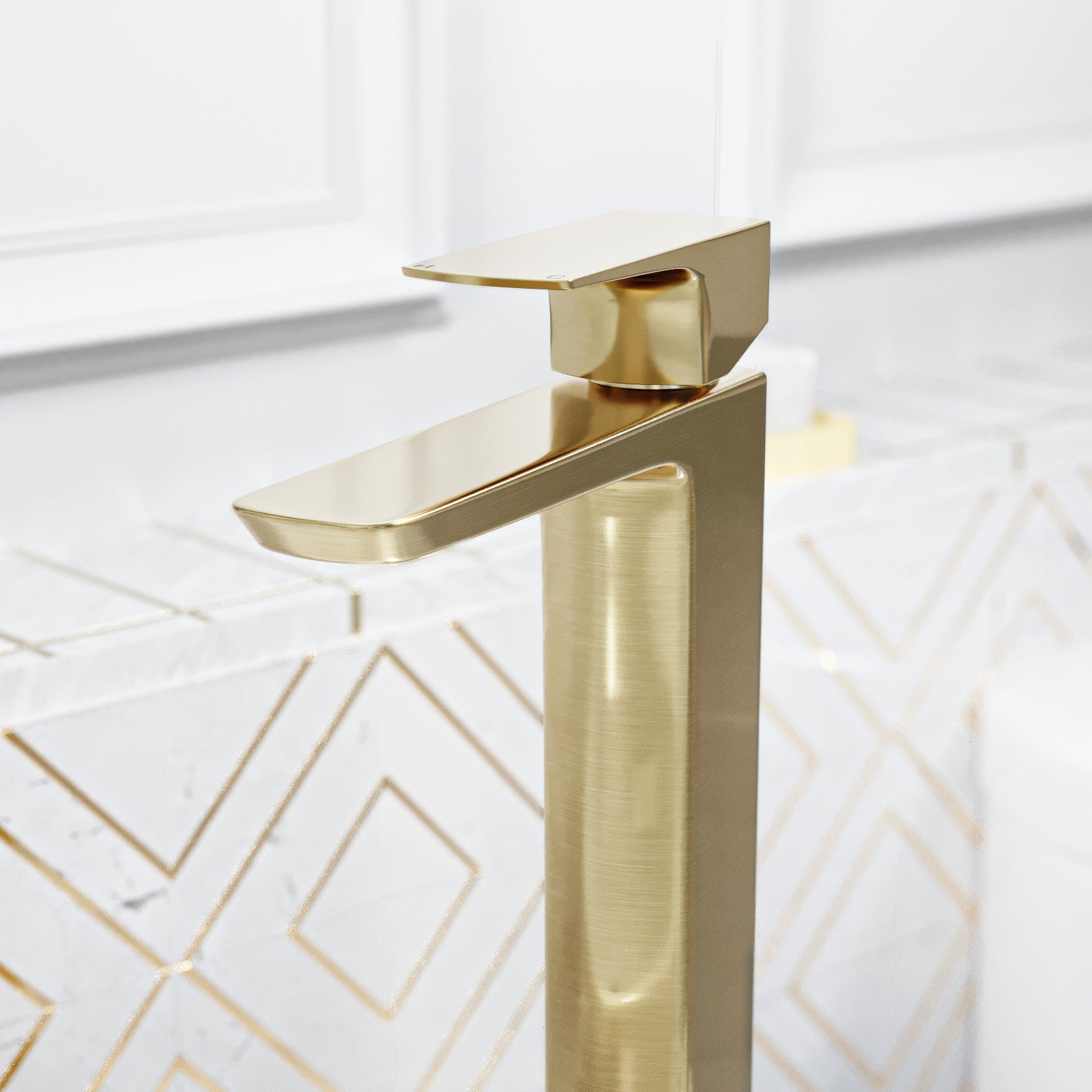Tall Basin Mixer Brushed Brass Bathroom Tap