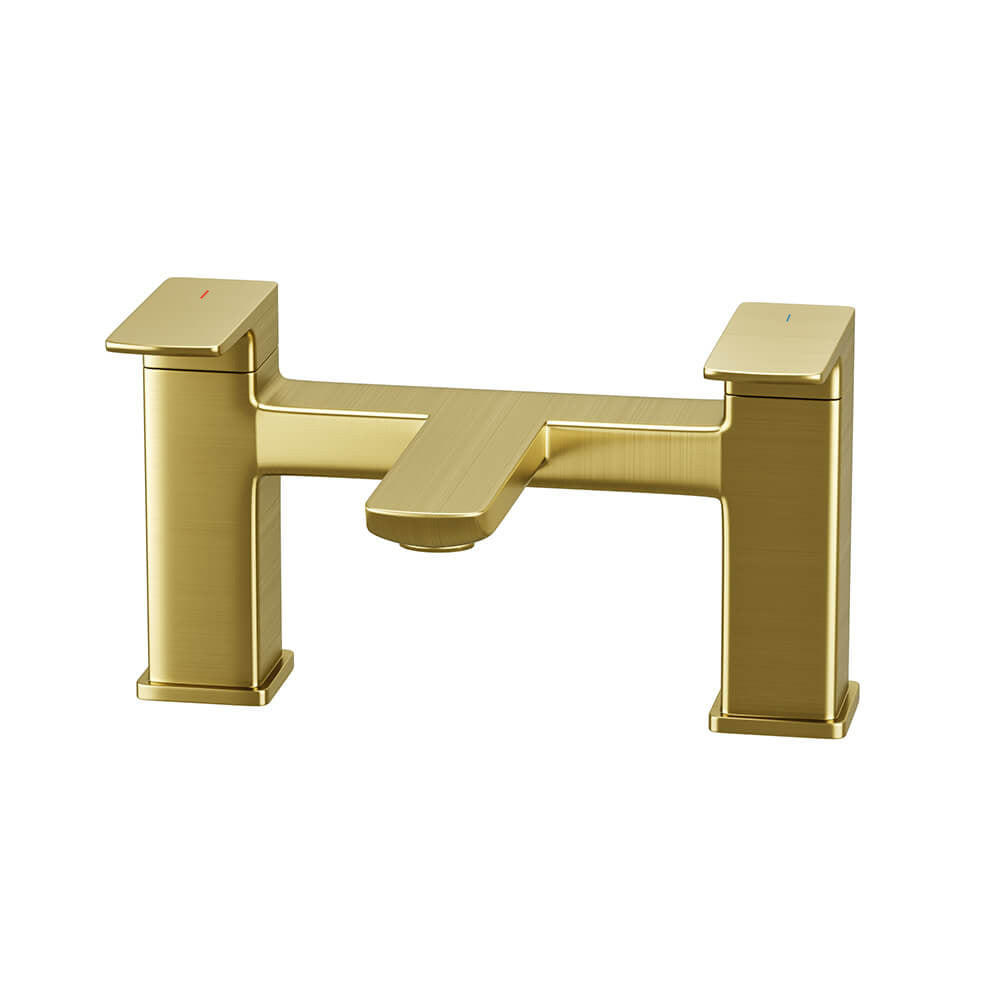 Astra  Square Gold Brushed Brass Bathroom Square Deck Mounted Bath Filler Tap