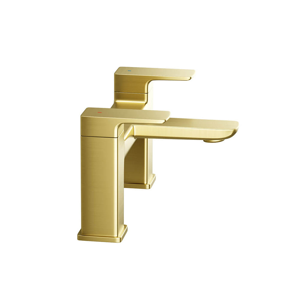 Astra  Square Gold Brushed Brass Bathroom Square Deck Mounted Bath Filler Tap