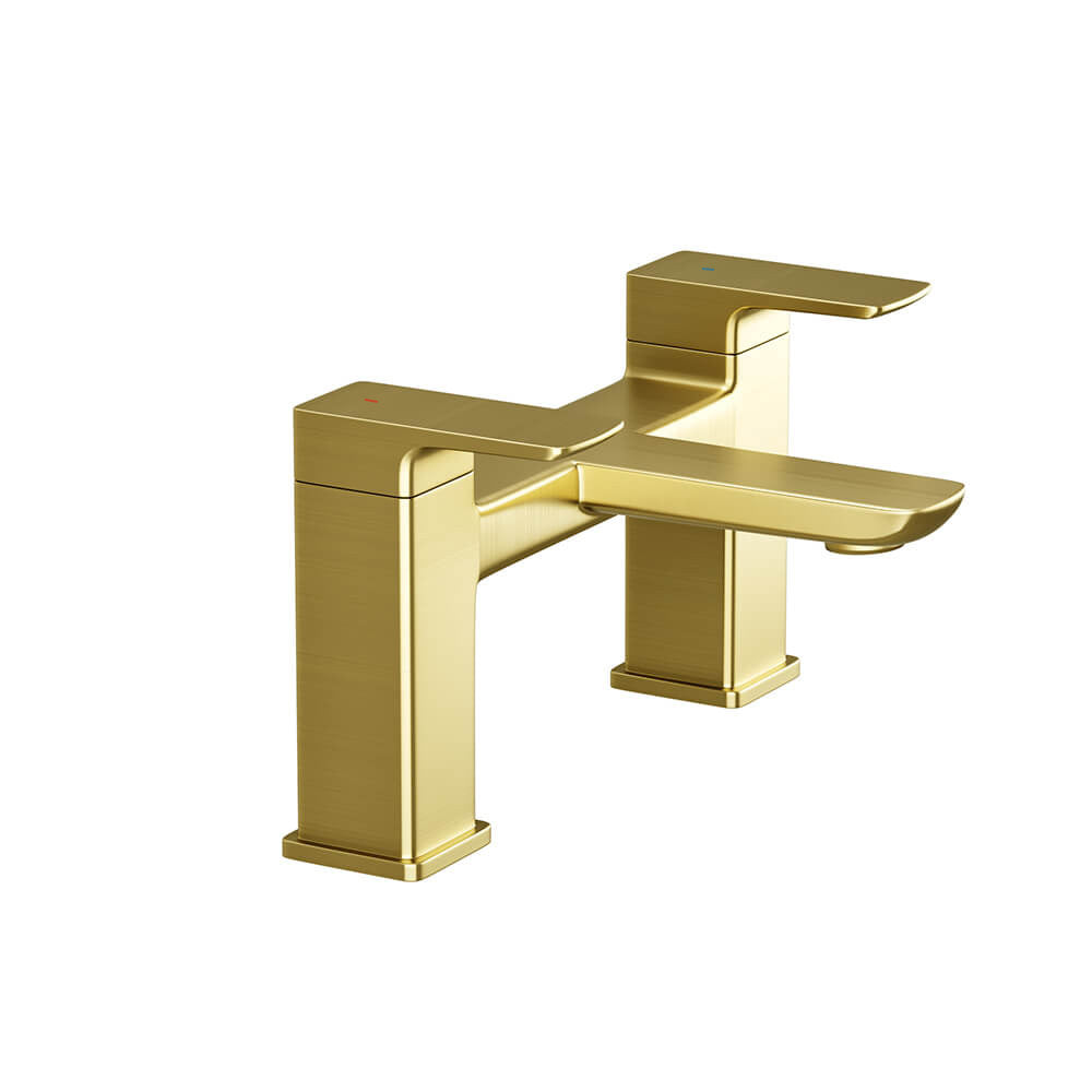 Astra  Square Gold Brushed Brass Bathroom Square Deck Mounted Bath Filler Tap