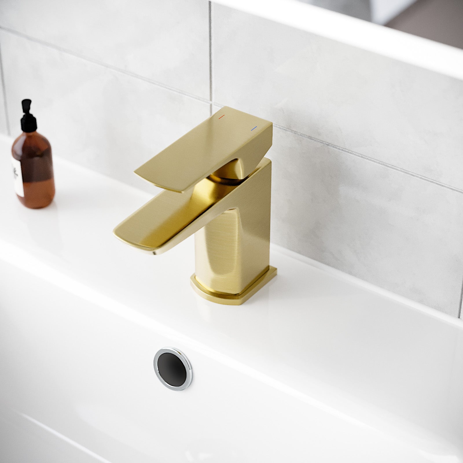 Astra Cloakroom Brushed Brass Square Basin Mono Mixer Tap