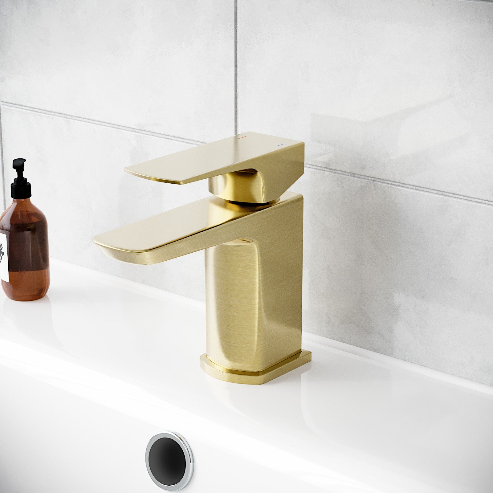 Astra Cloakroom Brushed Brass Square Basin Mono Mixer Tap