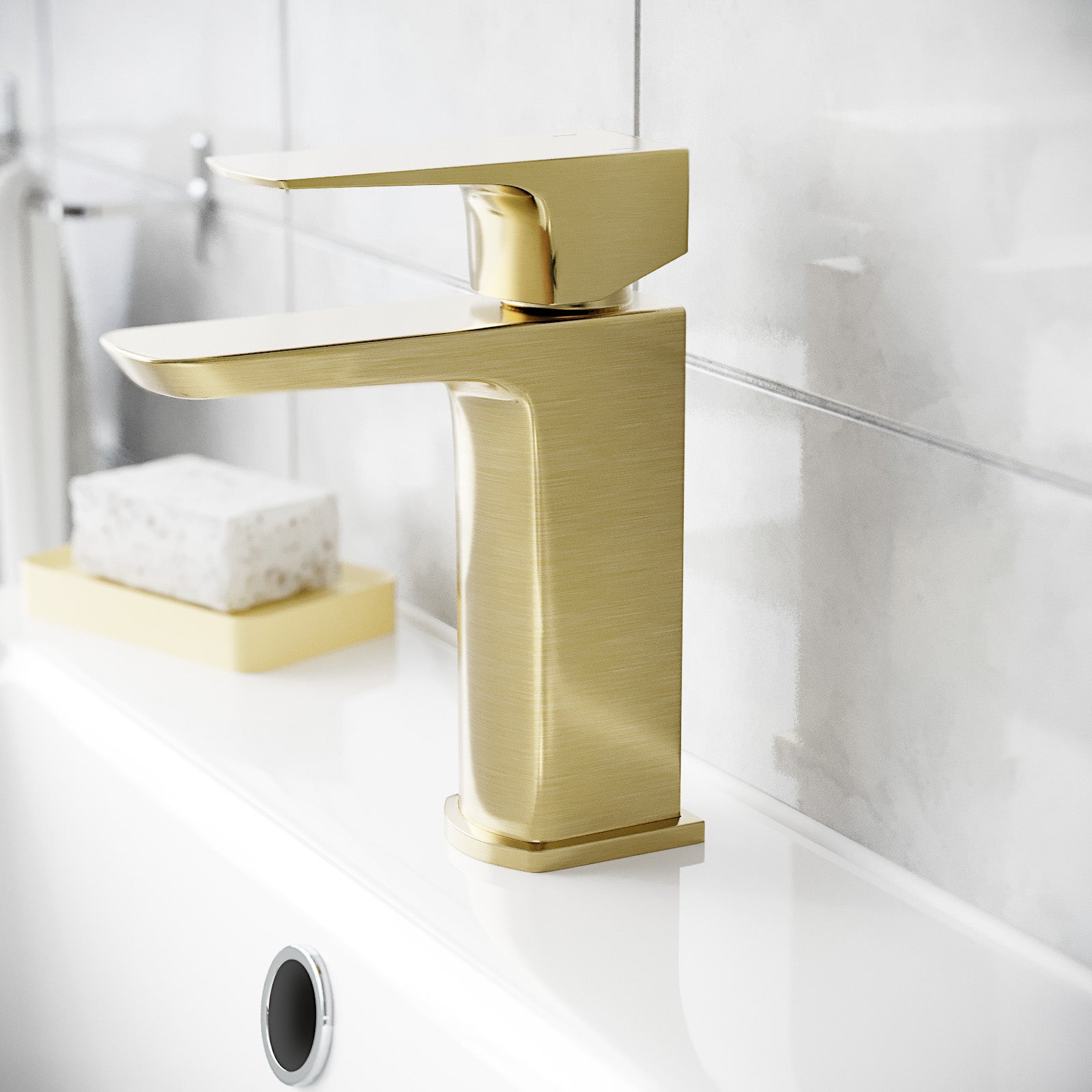 Astra Brushed Brass Square Basin Mono Mixer Tap
