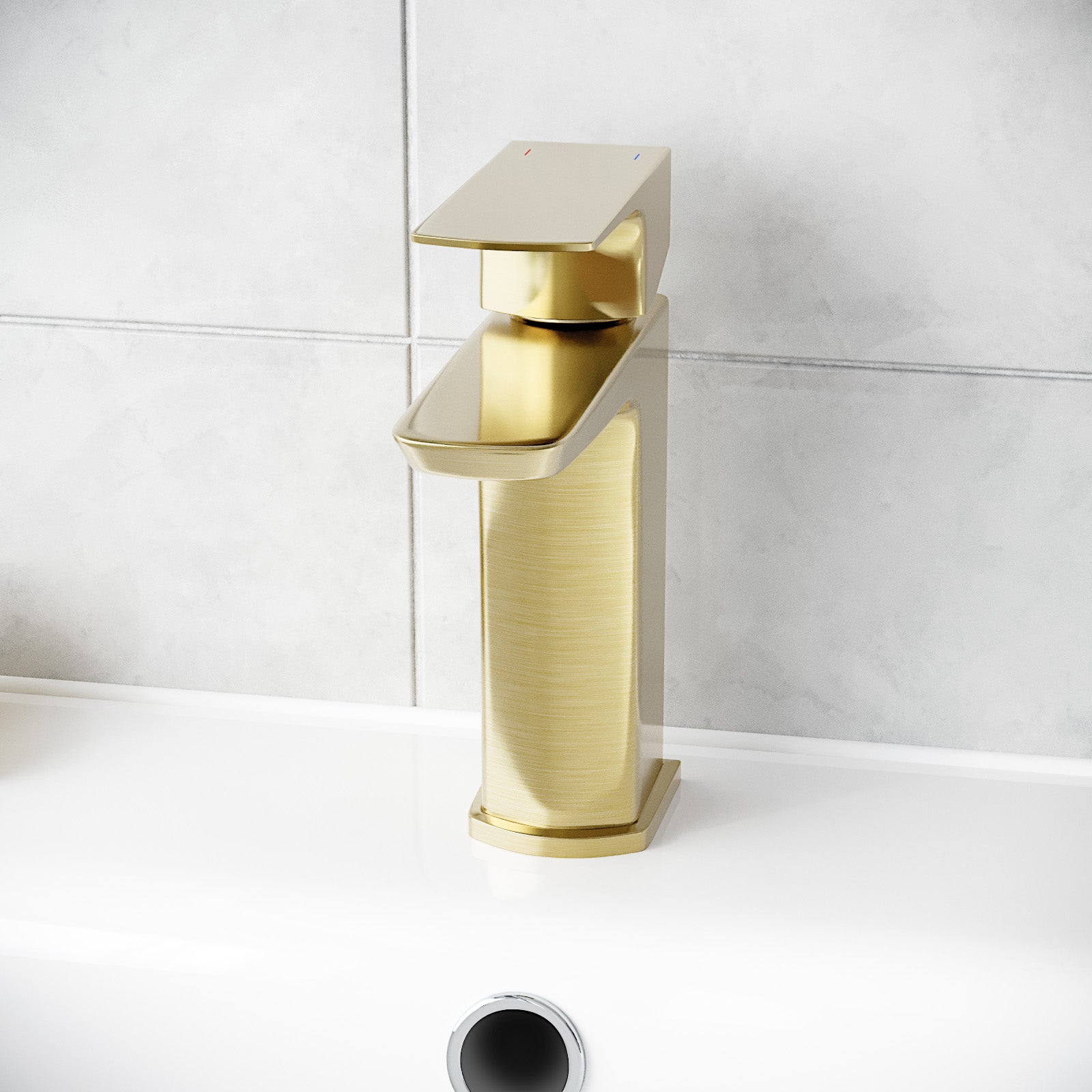 Astra Brushed Brass Square Basin Mono Mixer Tap