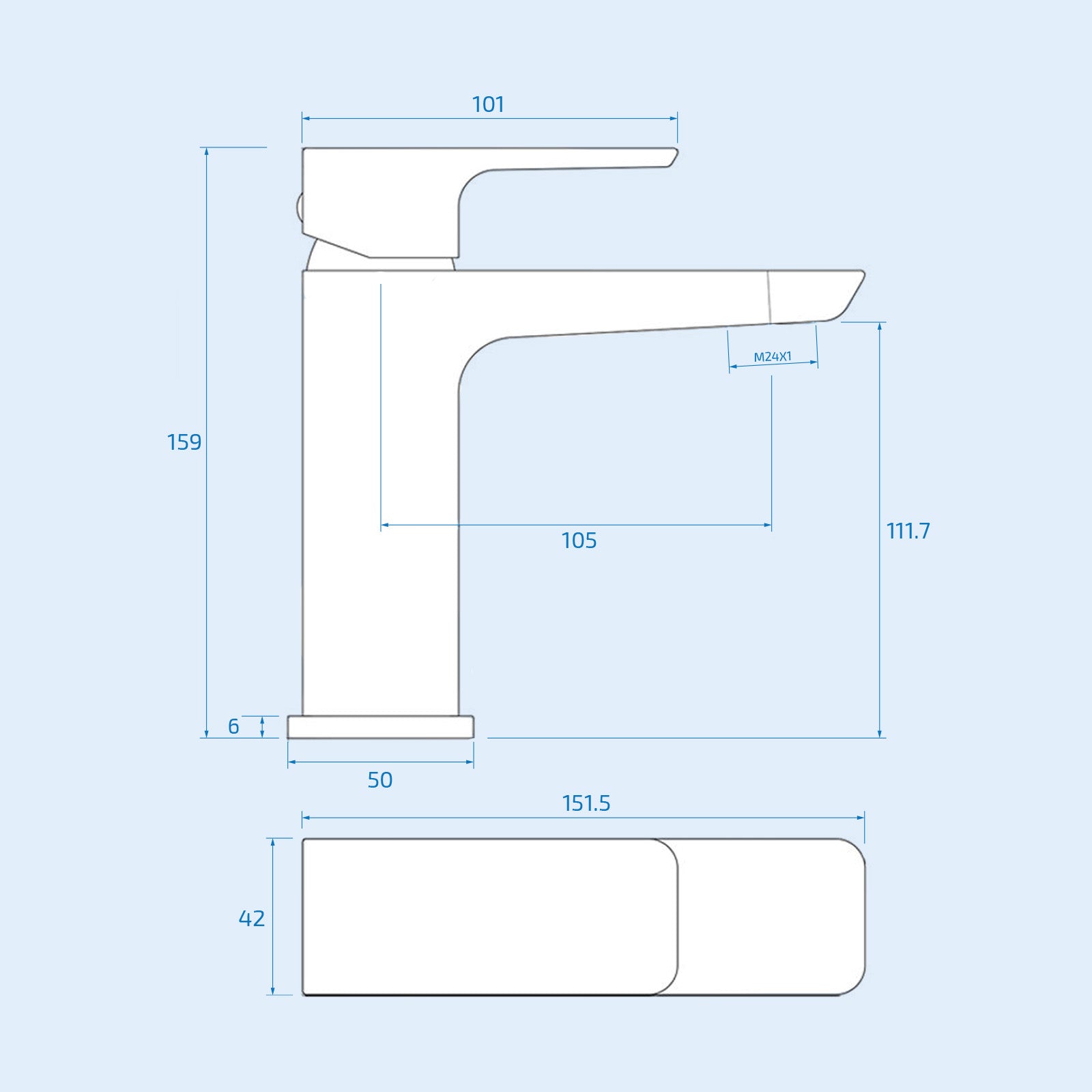Astra Brushed Brass Square Basin Mono Mixer Tap