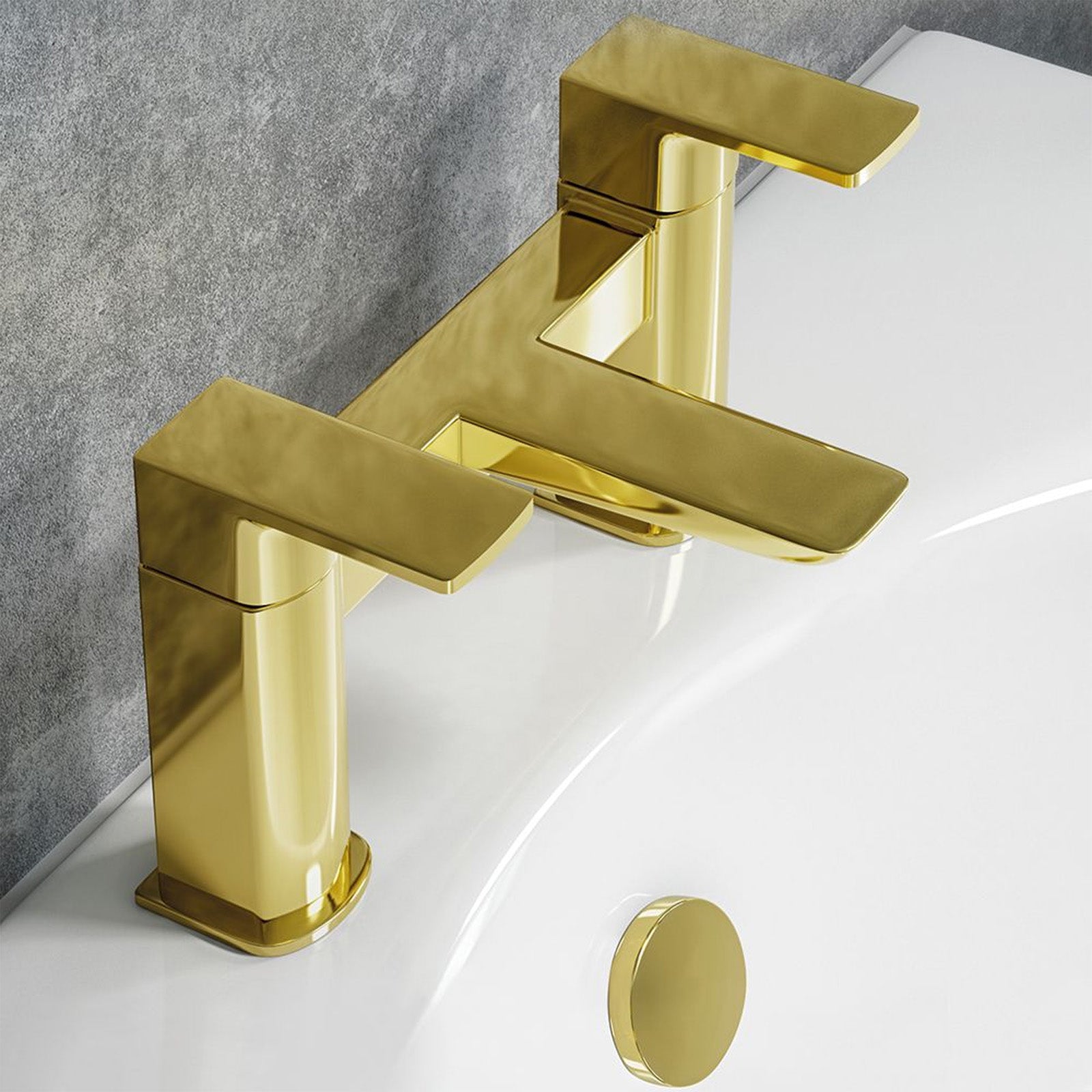 Astra Brushed Brass Designer Square Deck Mounted Bath Filler Tap