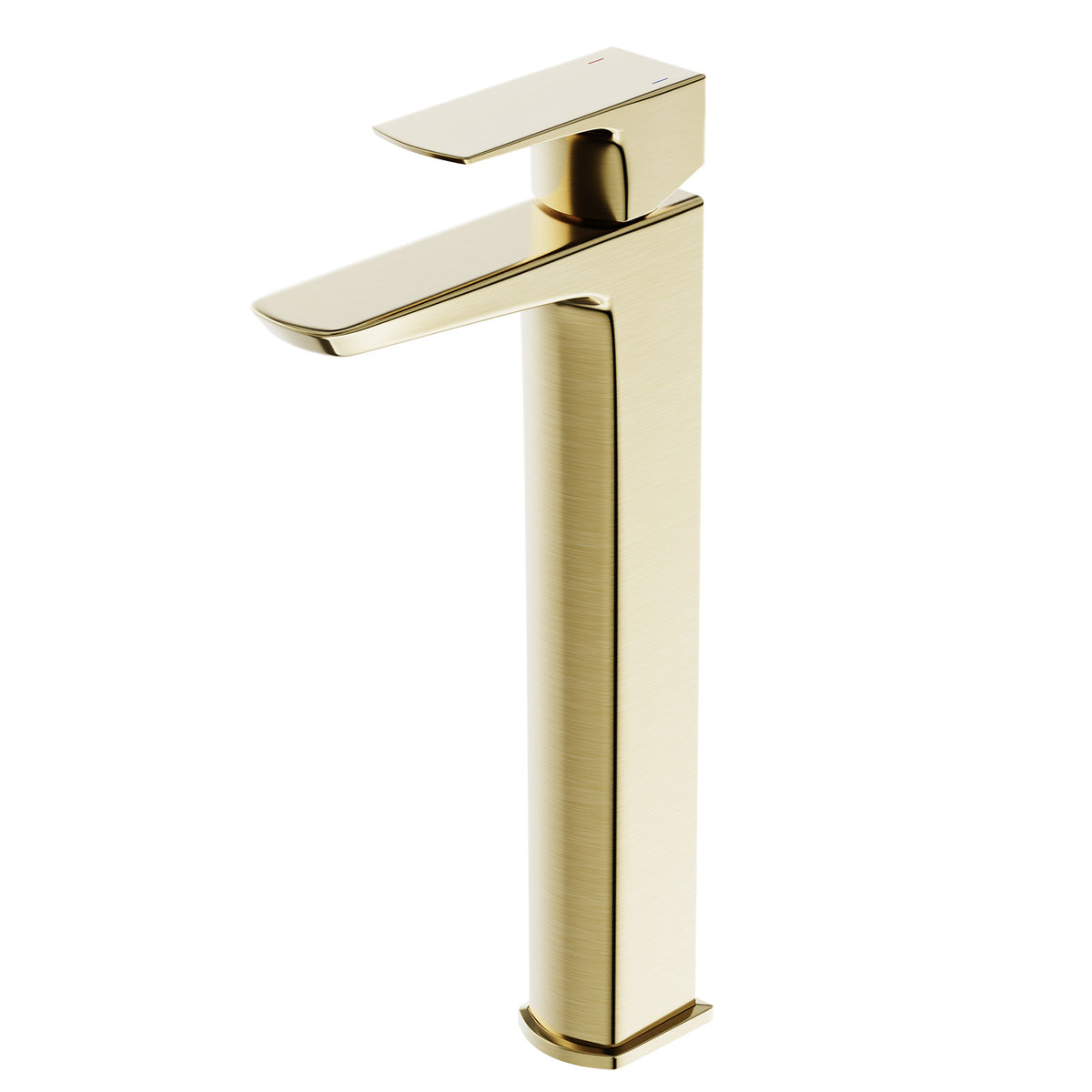 Astra Modern Countertop Gold Finish Brushed Brass Tall Square Basin Mono Mixer Tap