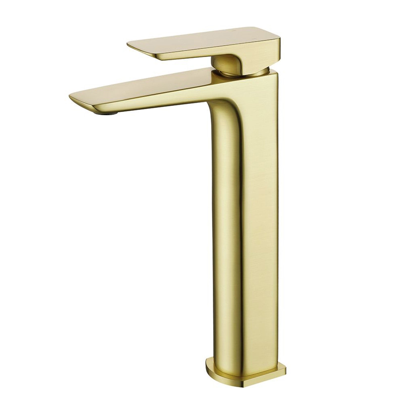 Astra Modern Countertop Gold Finish Brushed Brass Tall Square Basin Mono Mixer Tap