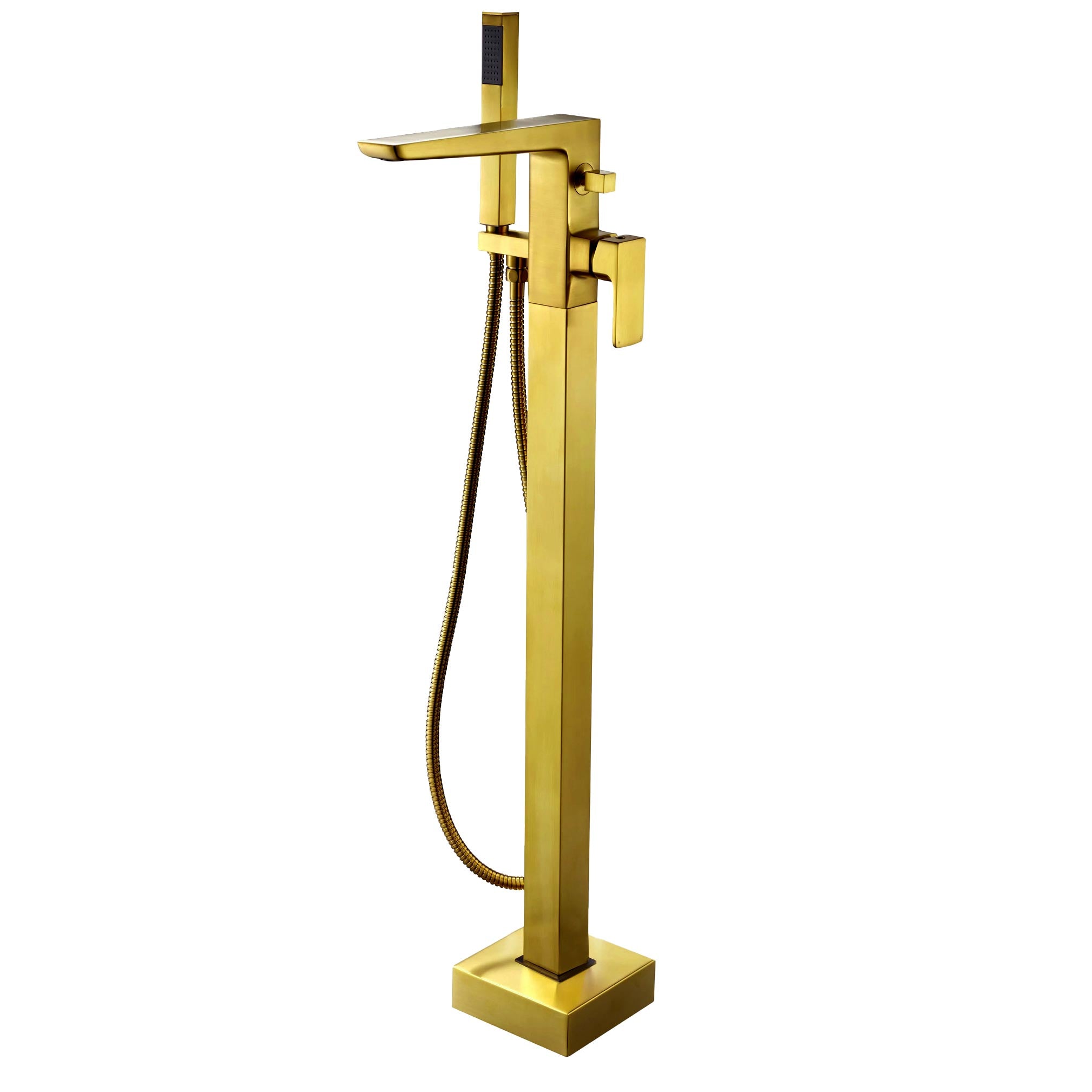 Brushed Brass Floor Standing Bath Shower Mixer